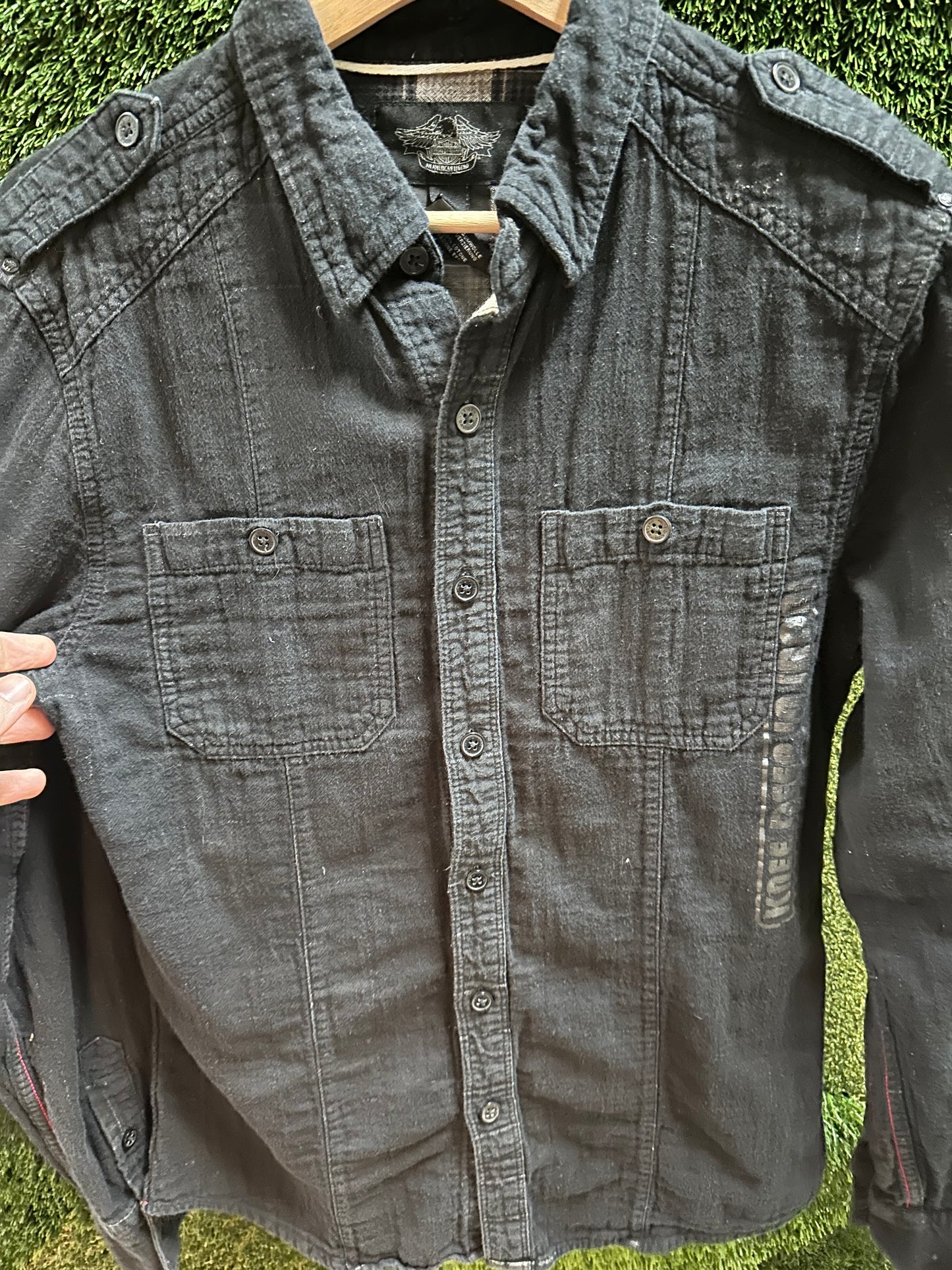 00s Harley Davidson Knee Deep In Iron Button-up Shirt - M