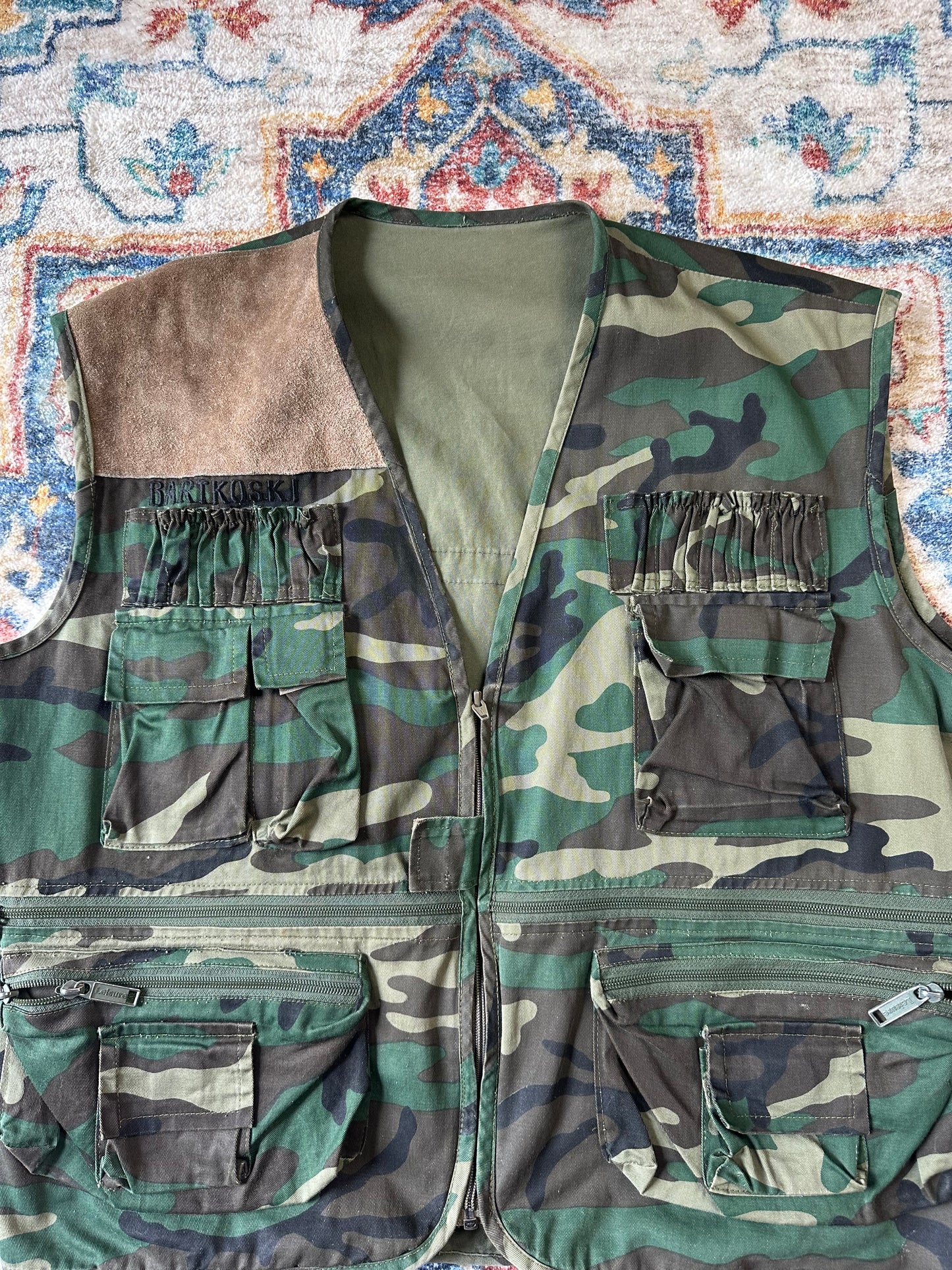 90s Camouflage Military Utility Vest - L