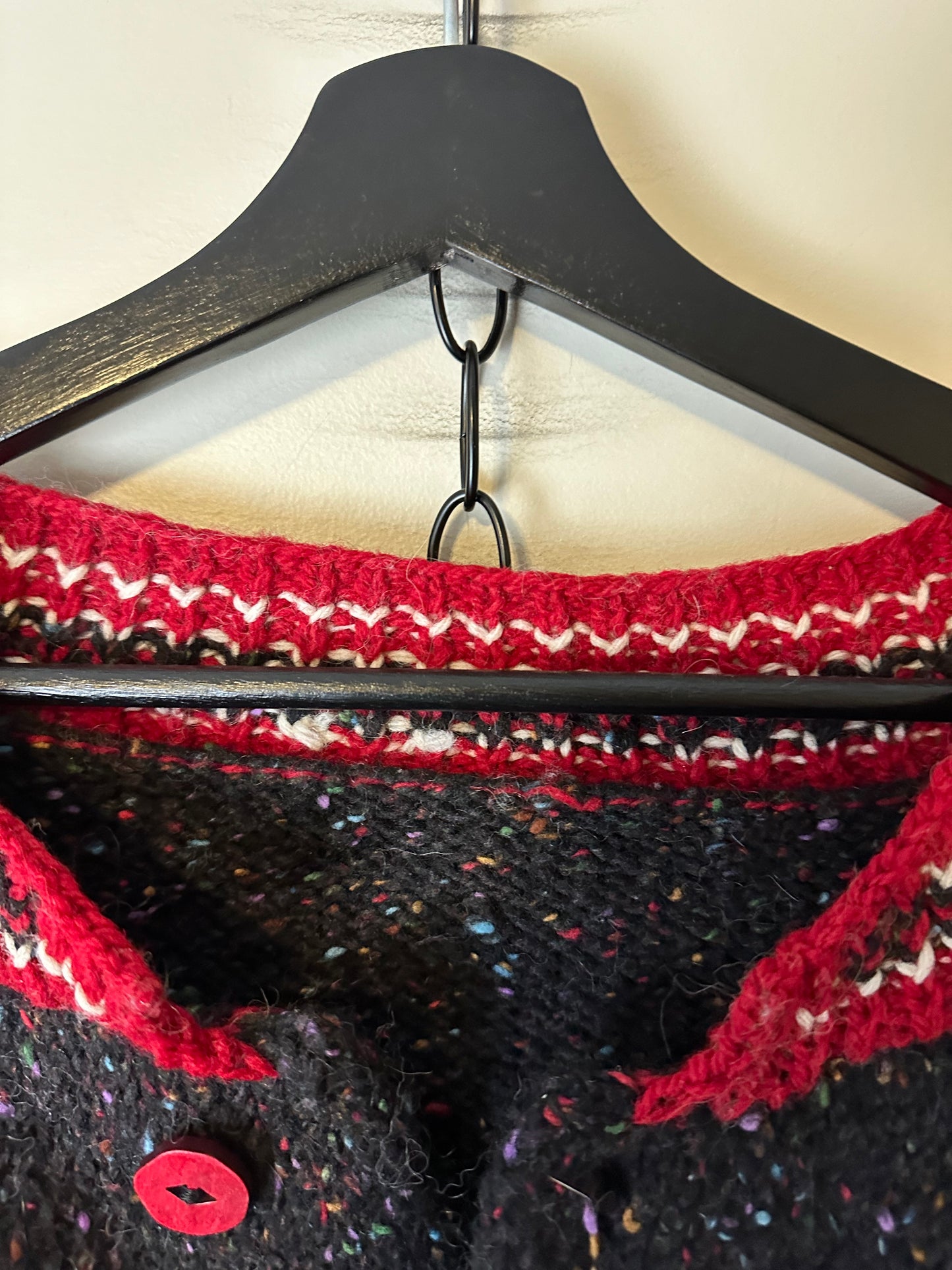 Vintage 1970s Wool Colour Speckled Cardigan Sweater - XL