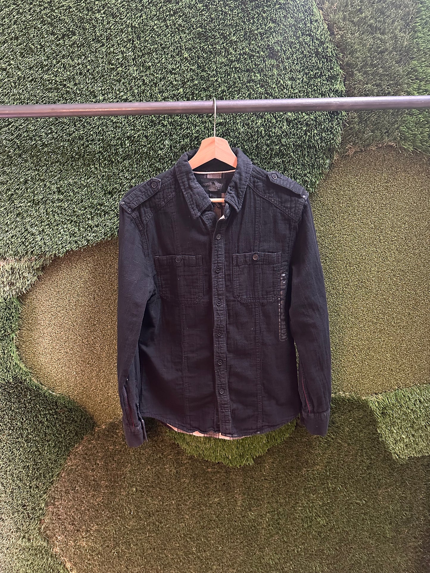00s Harley Davidson Knee Deep In Iron Button-up Shirt - M