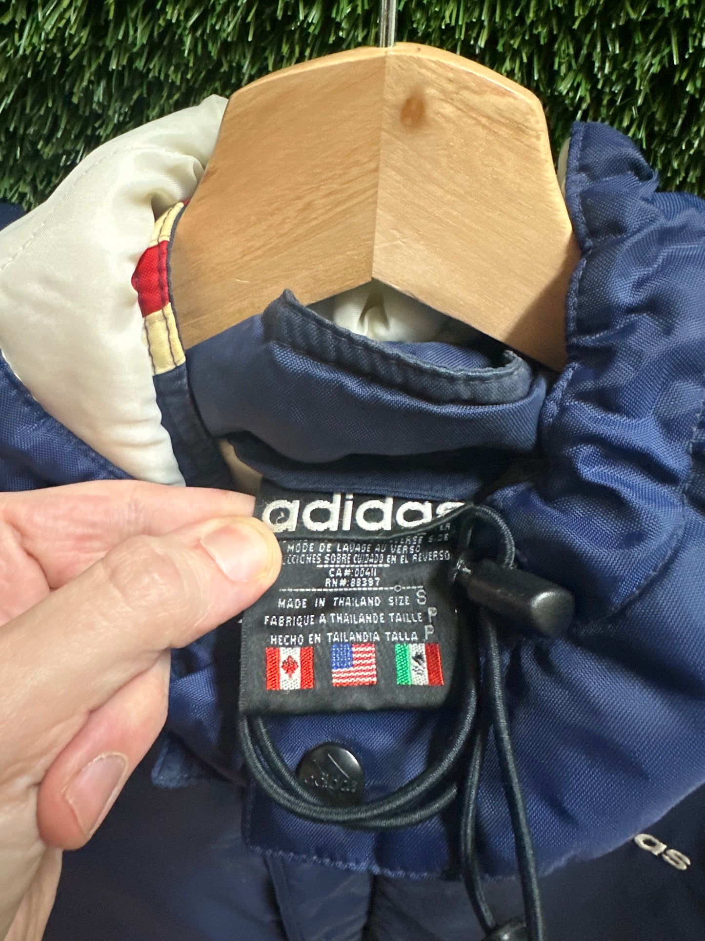90s Adidas Spellout Long Jacket - S