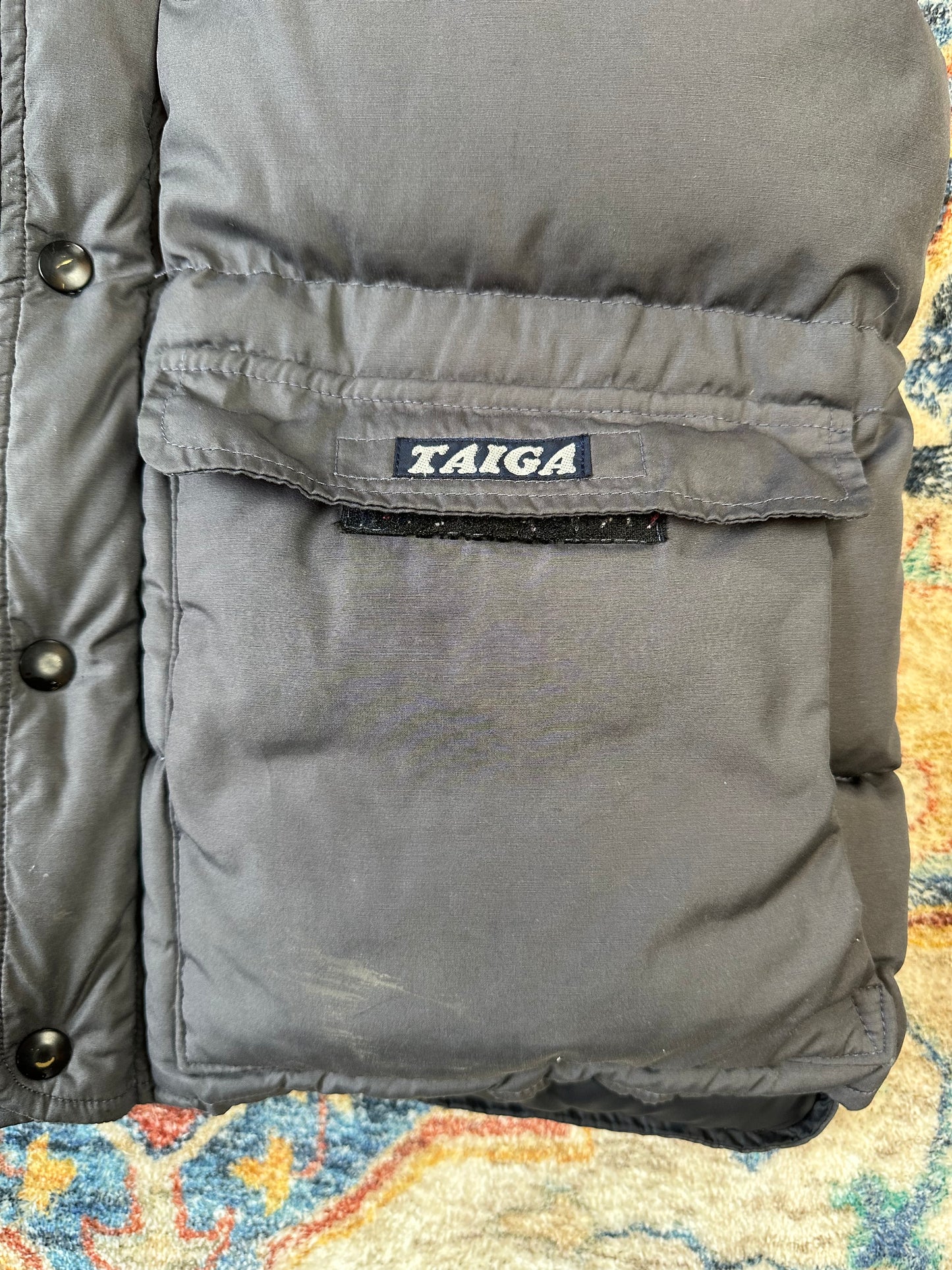 90s Taiga Grey Puffer Vest - L