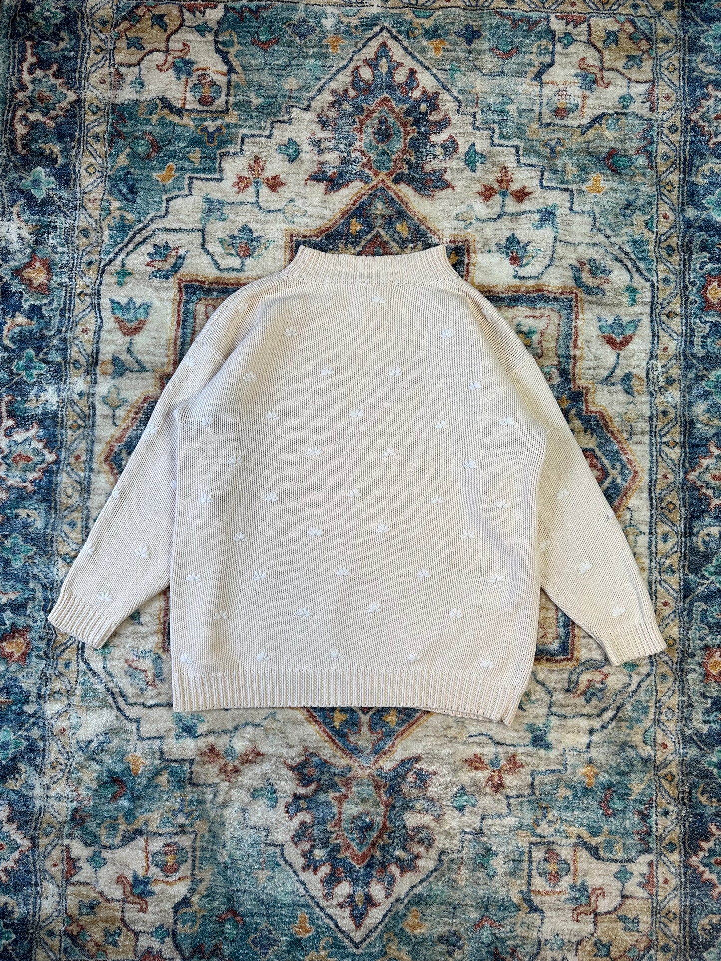 90s Floral Turtleneck Sweater - L
