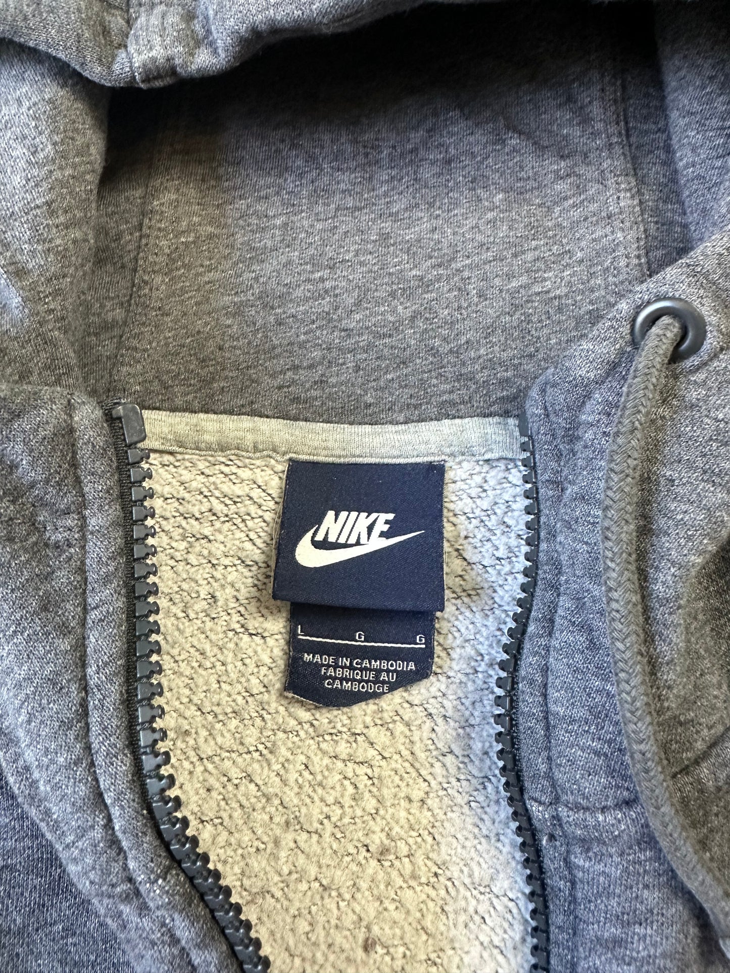 Nike Grey Zip-up Hoodie - L