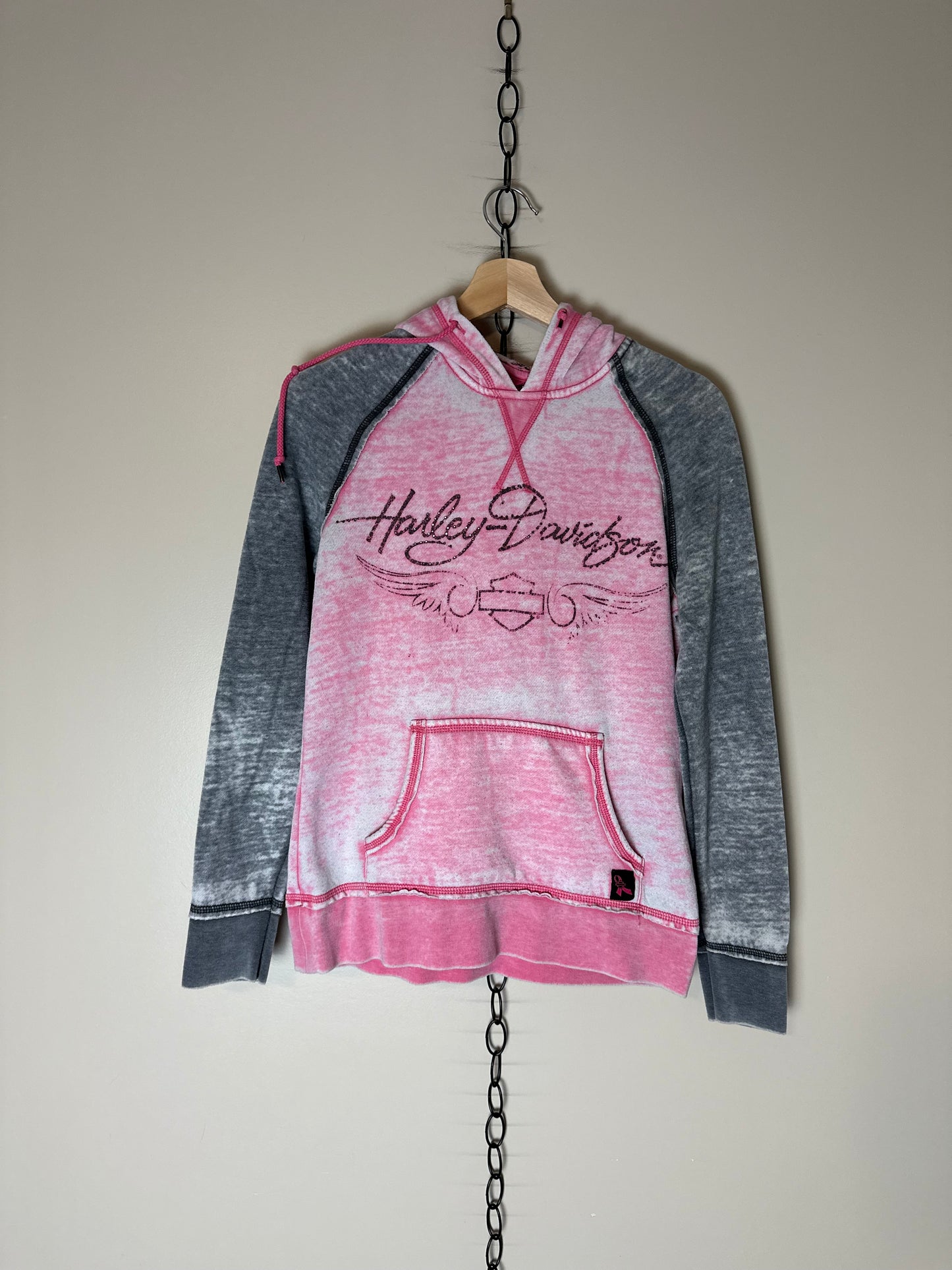 Harley Davidson Spellout Bedazzled Hoodie - XS
