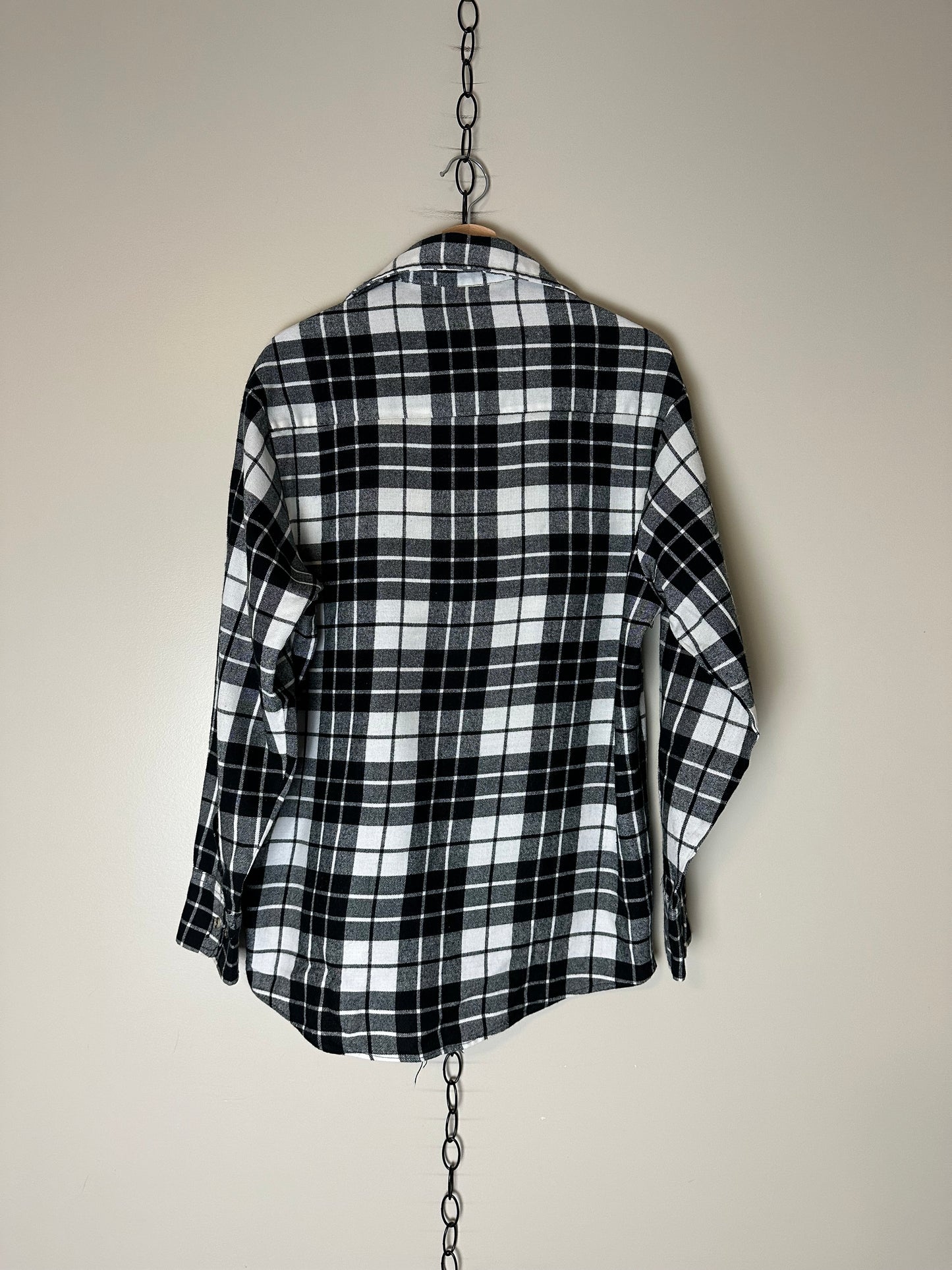 80s Sears Wearmaster Black And White Flannel Shirt - L