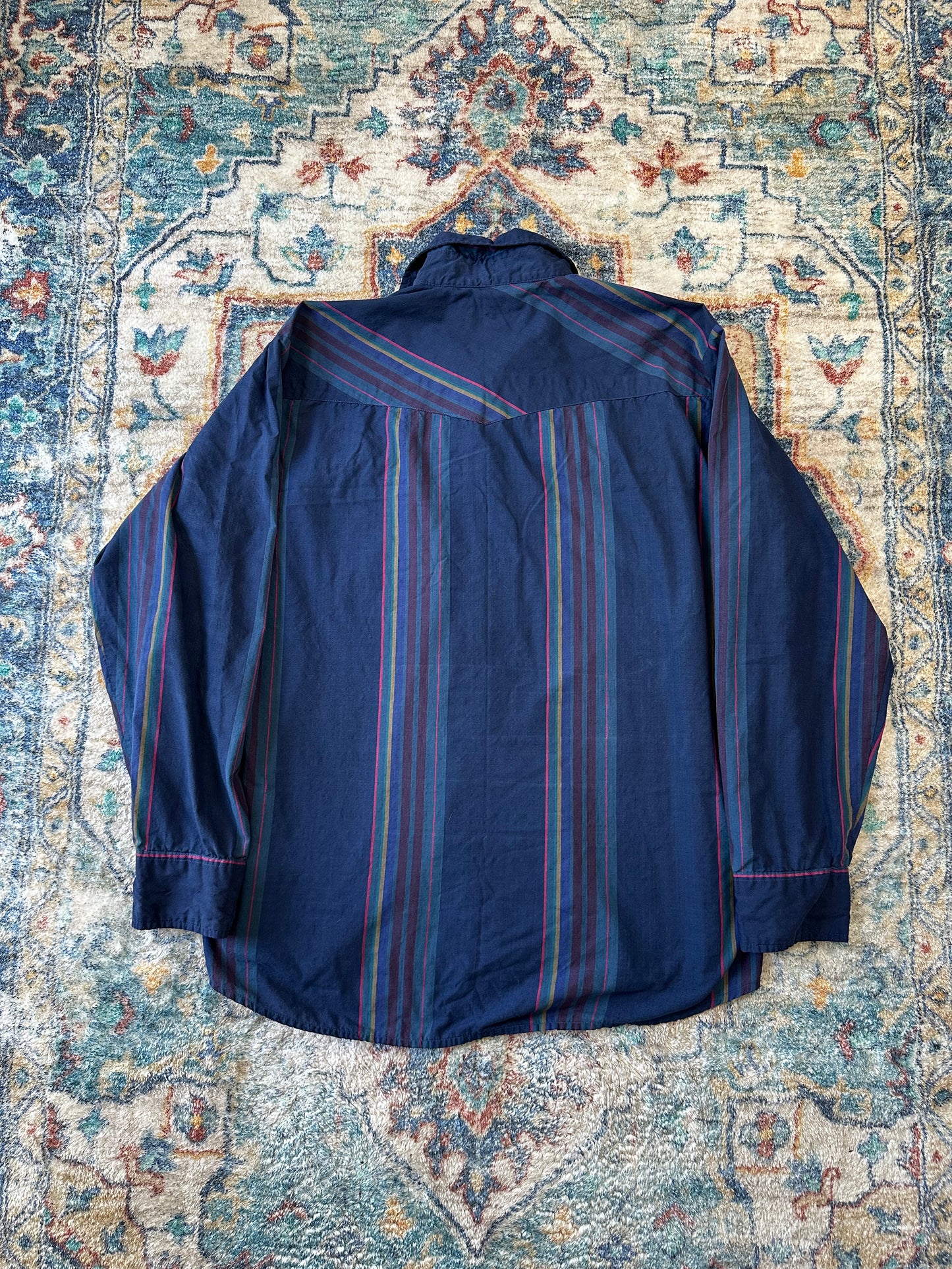 90s Trading Post Company Striped Western Button-up Shirt - XXL