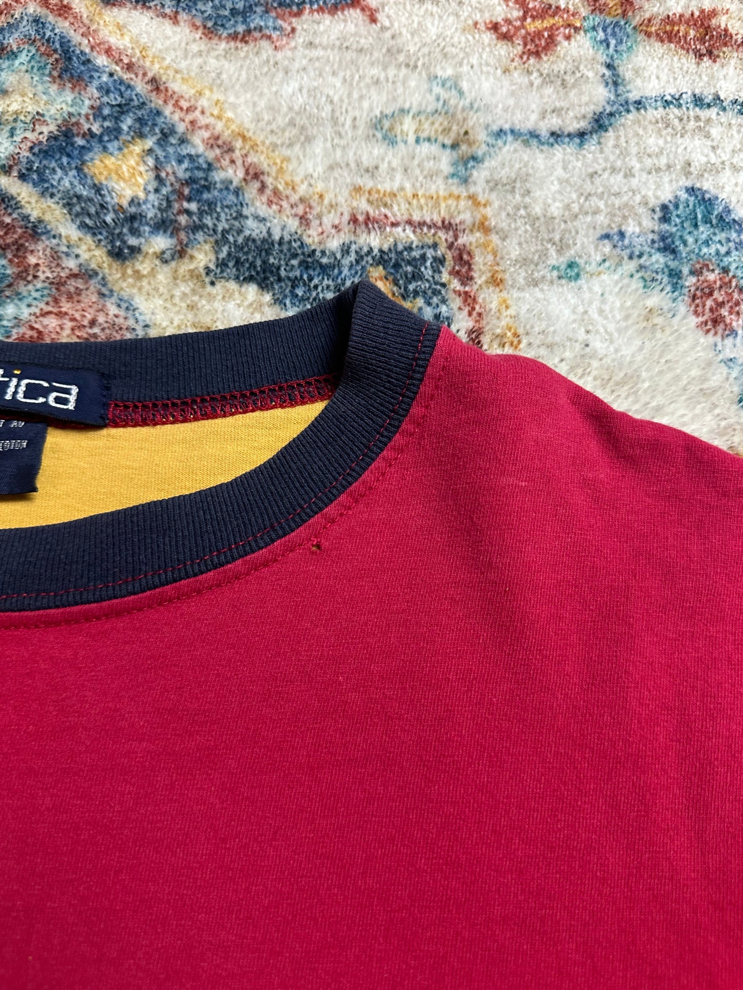90s Nautica Spellout Colour Block T-shirt - M