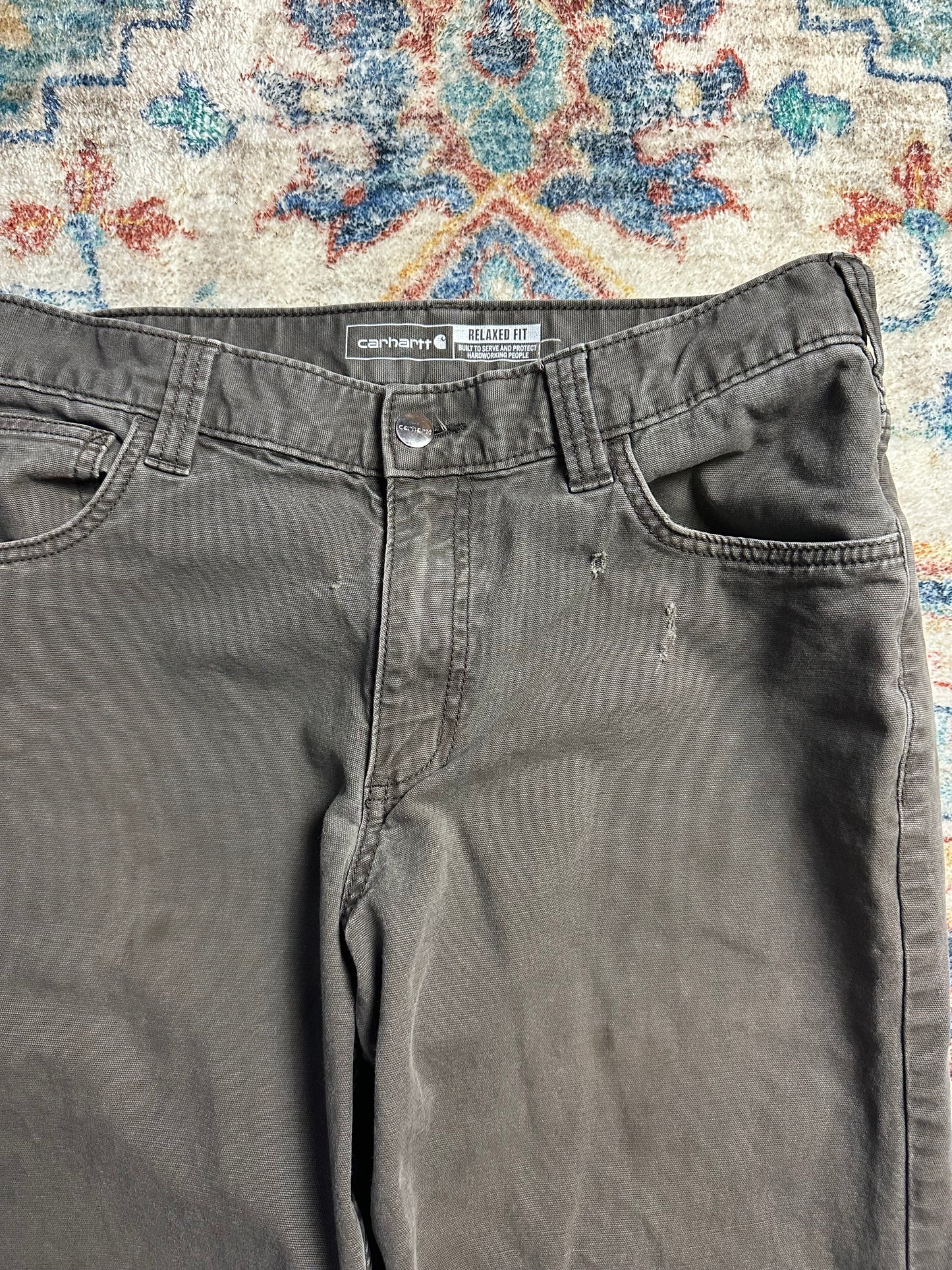 00s Carhartt Green Carpenter Workwear Pants - 30