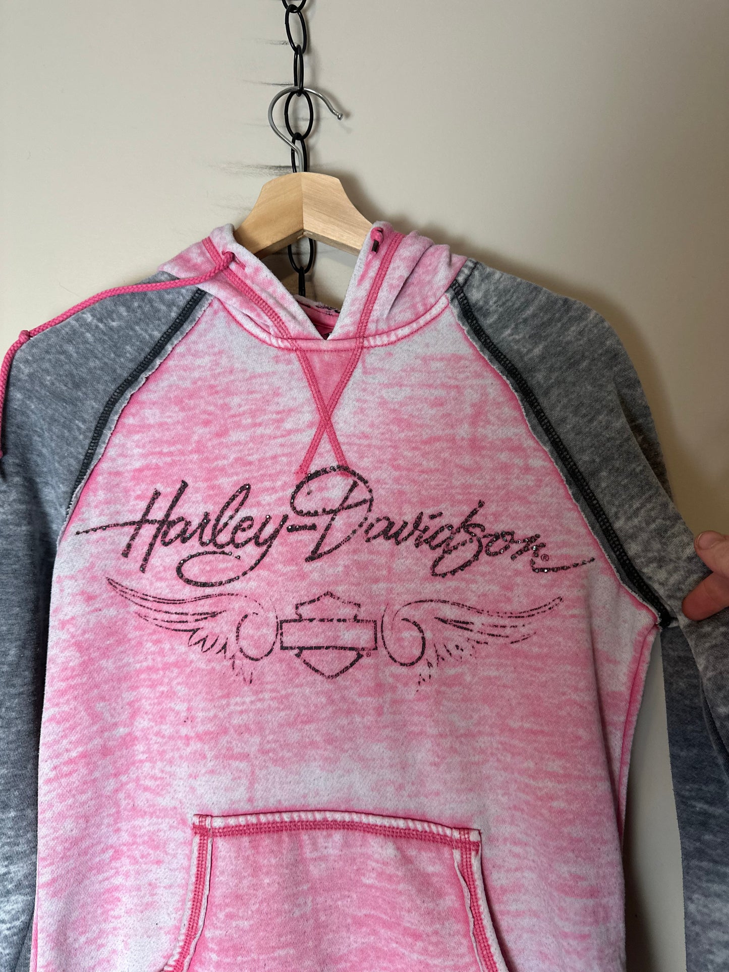 Harley Davidson Spellout Bedazzled Hoodie - XS