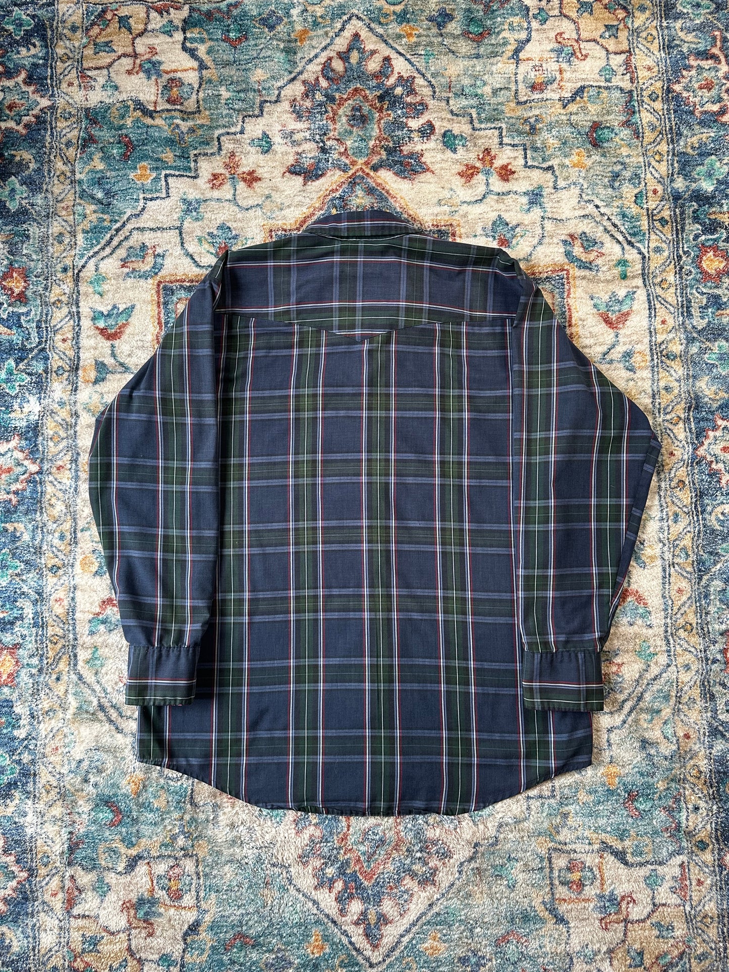 80s Western Craft Plaid Pearl Snap Shirt - XXL
