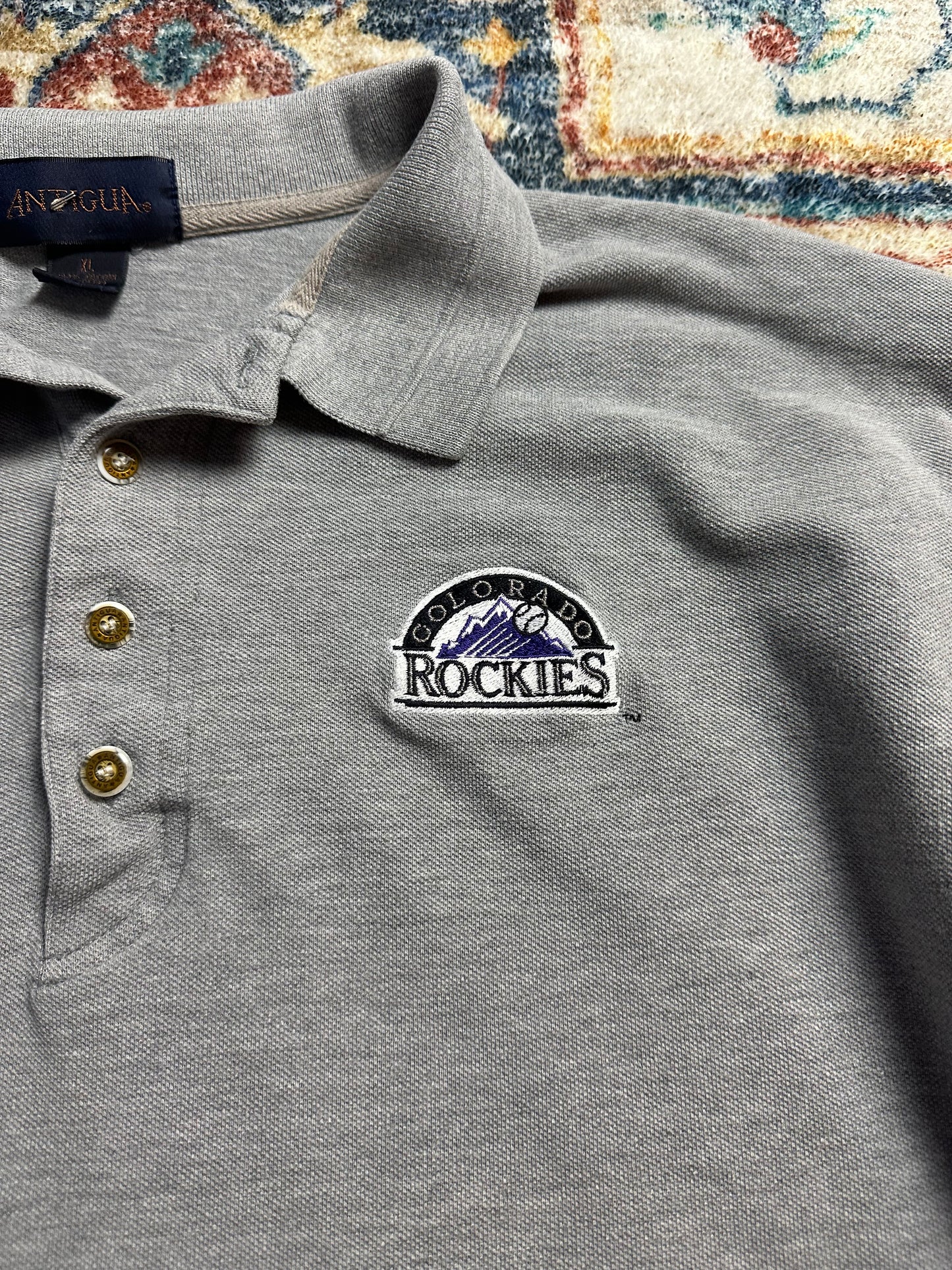 Vintage MLB Colorado Rockies Logo Polo Shirt Size XL
