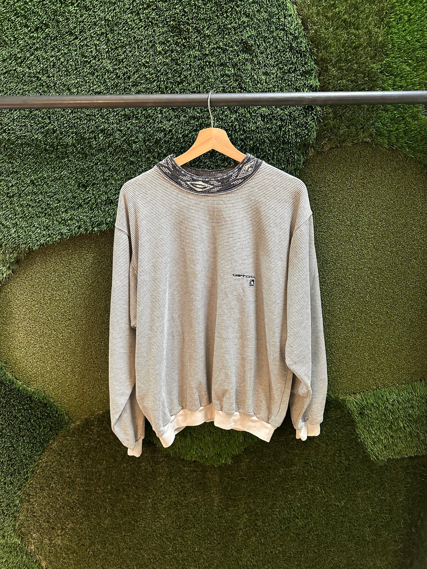 90s Gotcha Pinstriped Crewneck - L