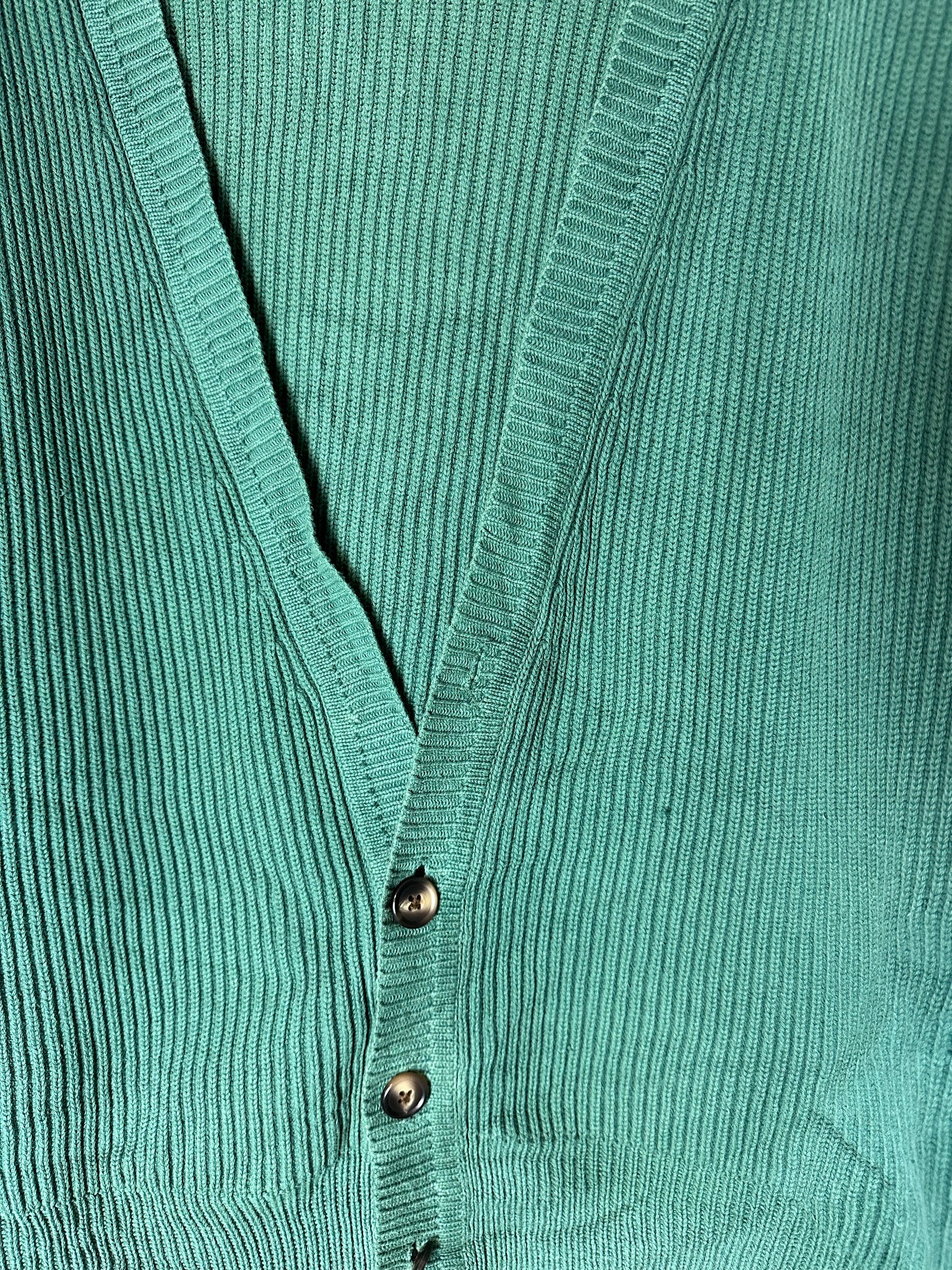 00s Nordstrom Green Ribbed Cardigan Sweater - L