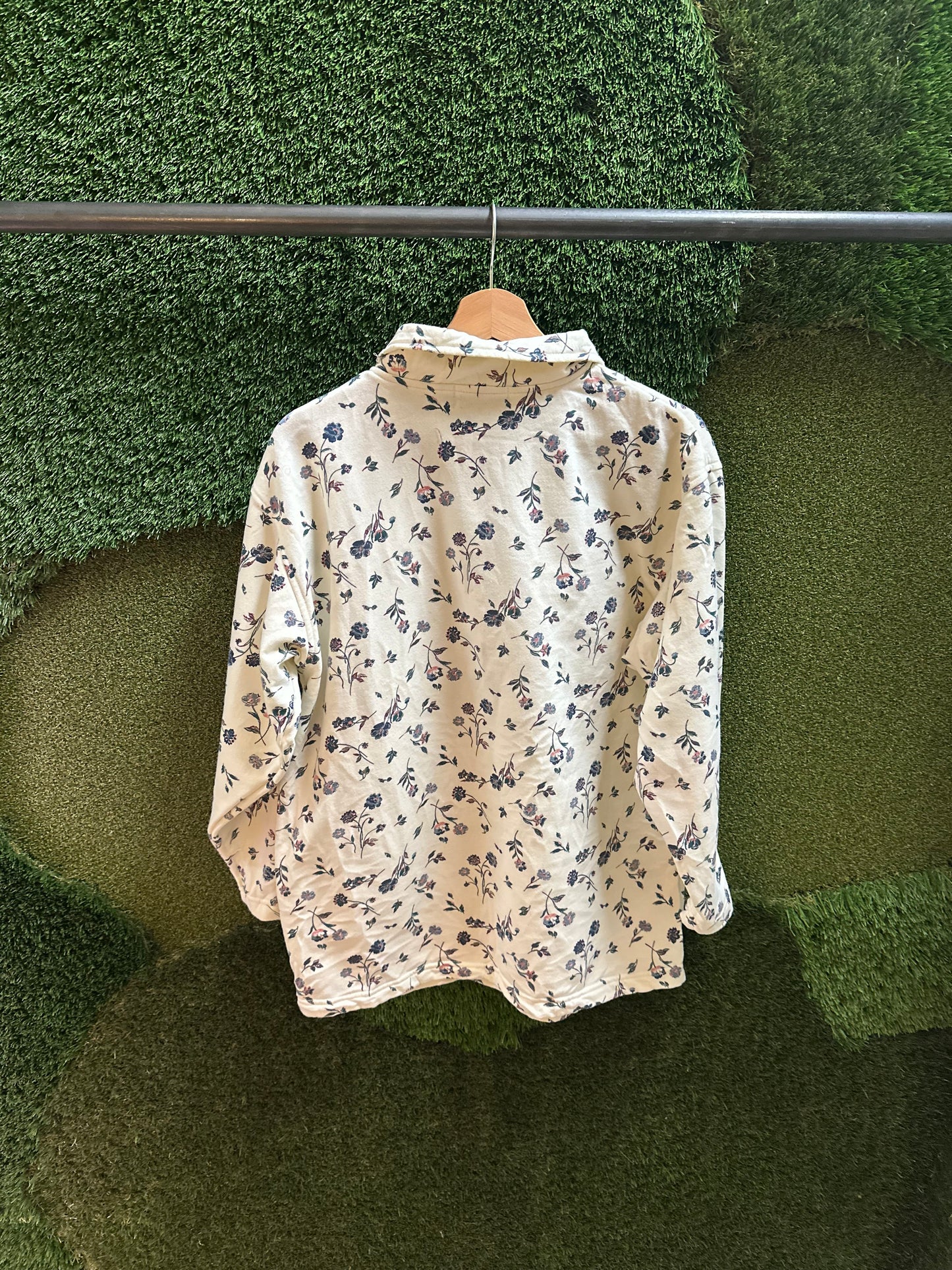90s Floral 1/4 Zip-up Sweatshirt - M