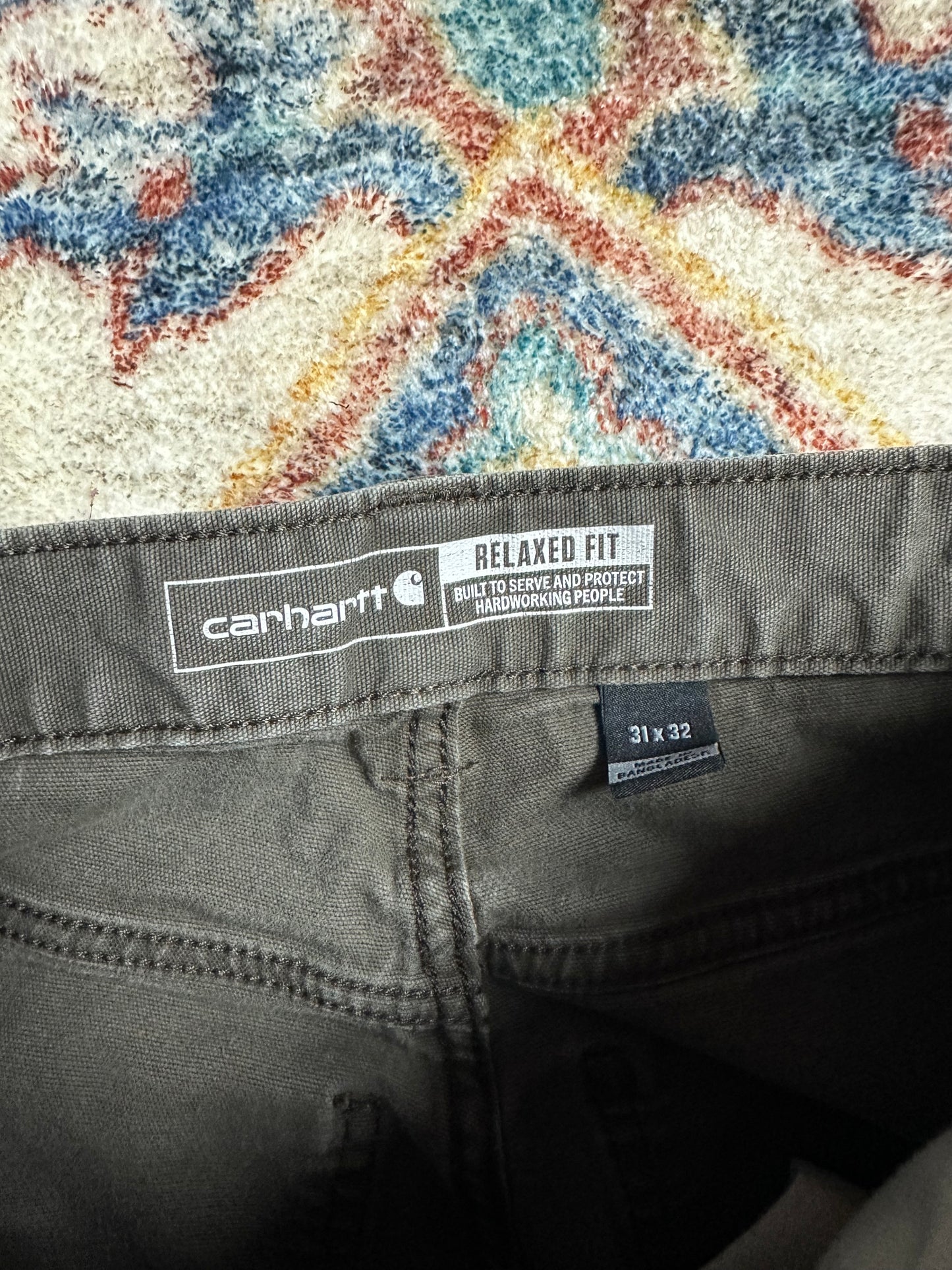 00s Carhartt Green Carpenter Workwear Pants - 30