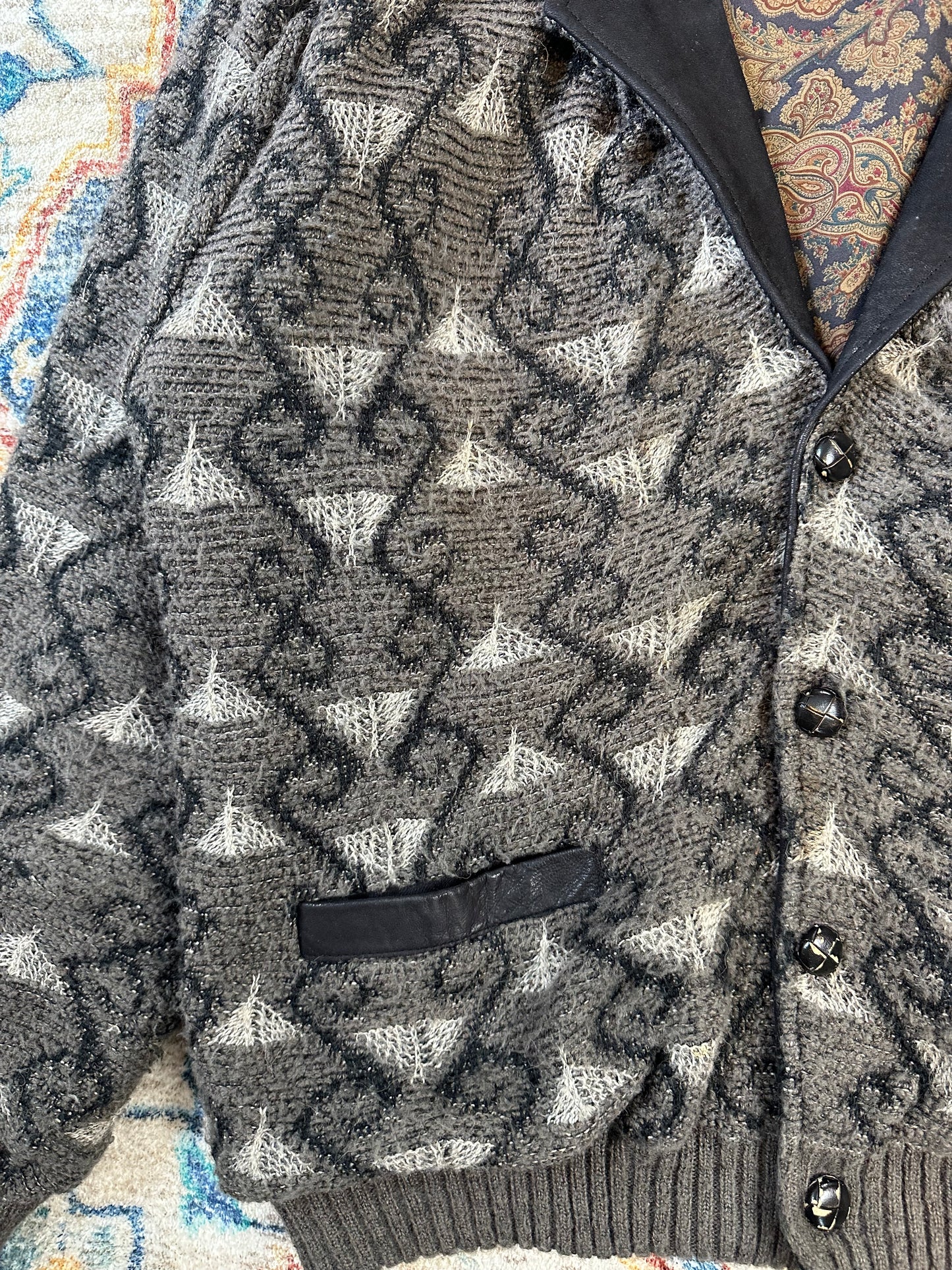 90s Caldwell Abstract Sweater Blazer - L