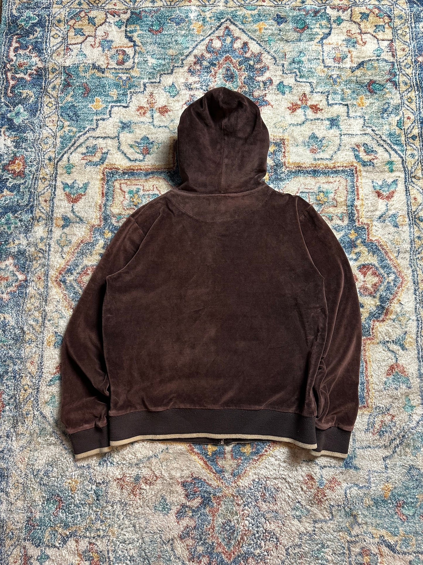 00s Boca Authentic Brown Zip-up Velour Hoodie - M