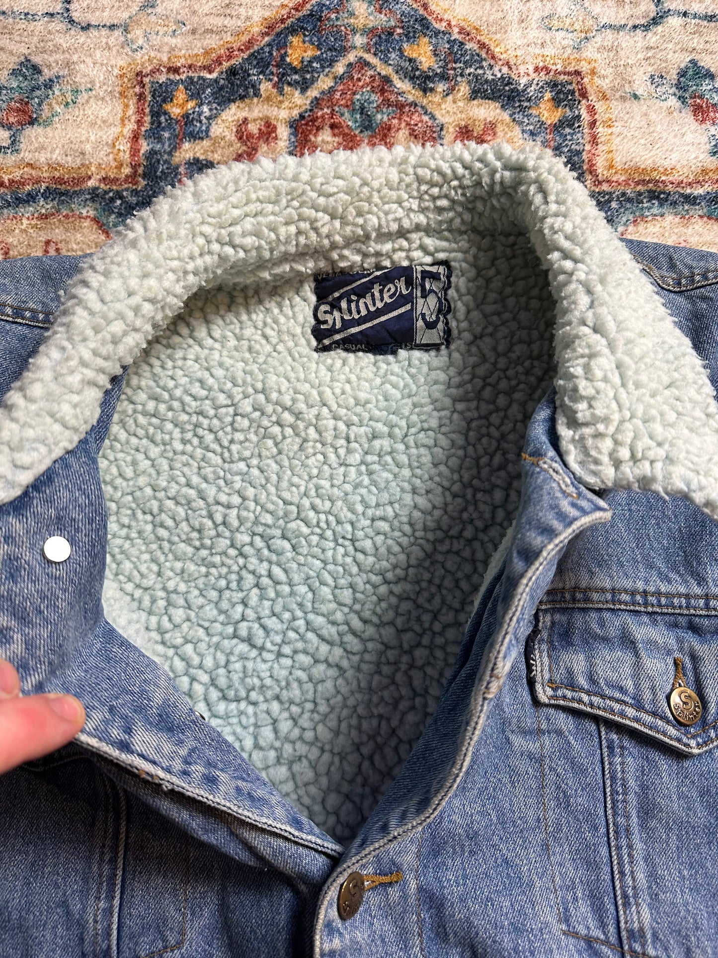 90s Sherpa Lined Denim Vest - XL