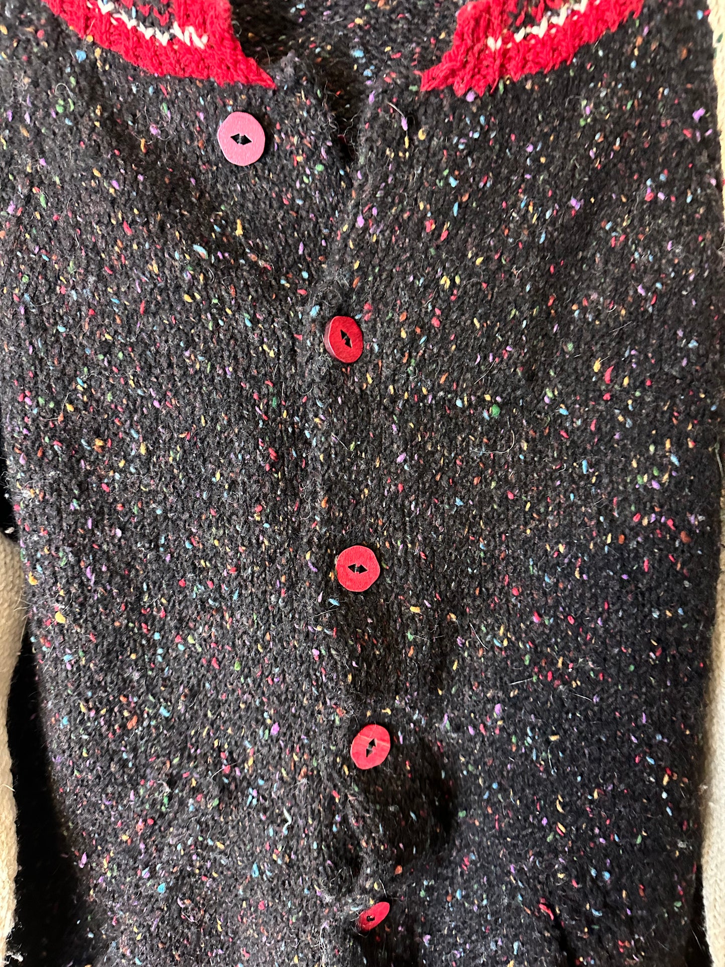 Vintage 1970s Wool Colour Speckled Cardigan Sweater - XL