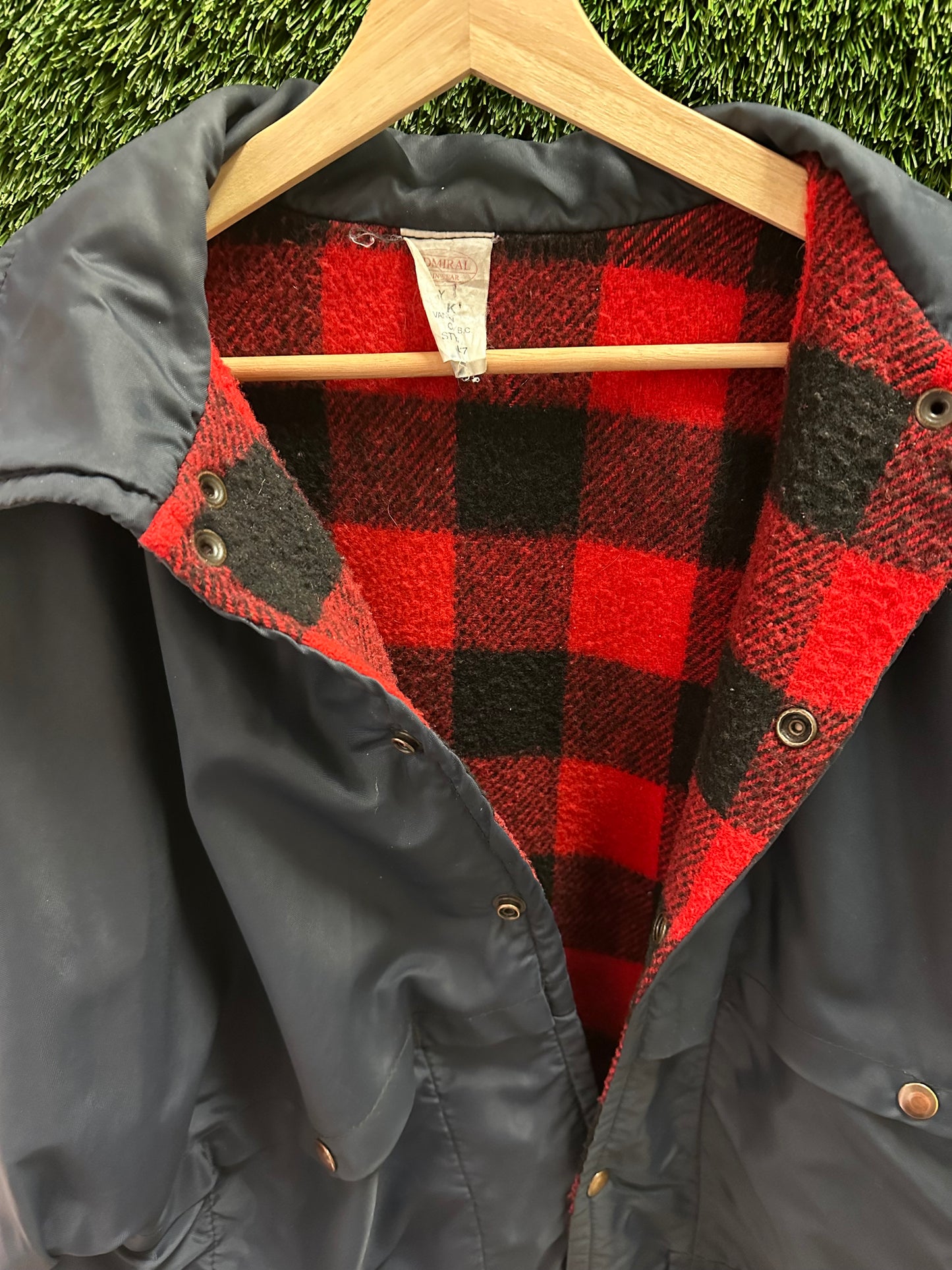 Vintage 1980s Admiral Flannel Lined Rain Jacket - L