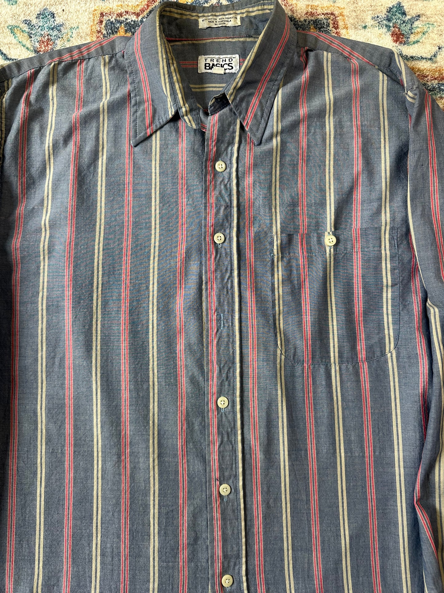 00s Trend Basics Striped Button-up Shirt - L