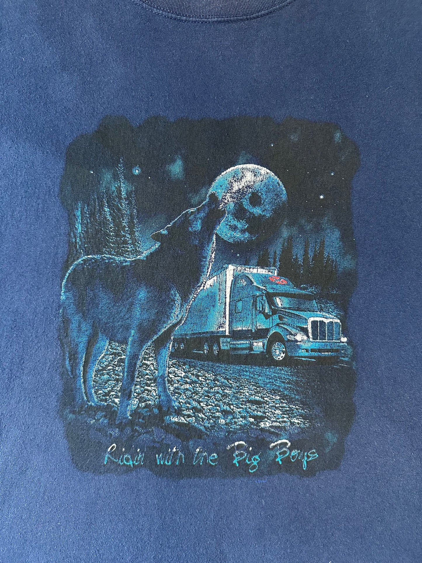 90s Ridin With The Big Boys Trucker Wolf T-shirt - M