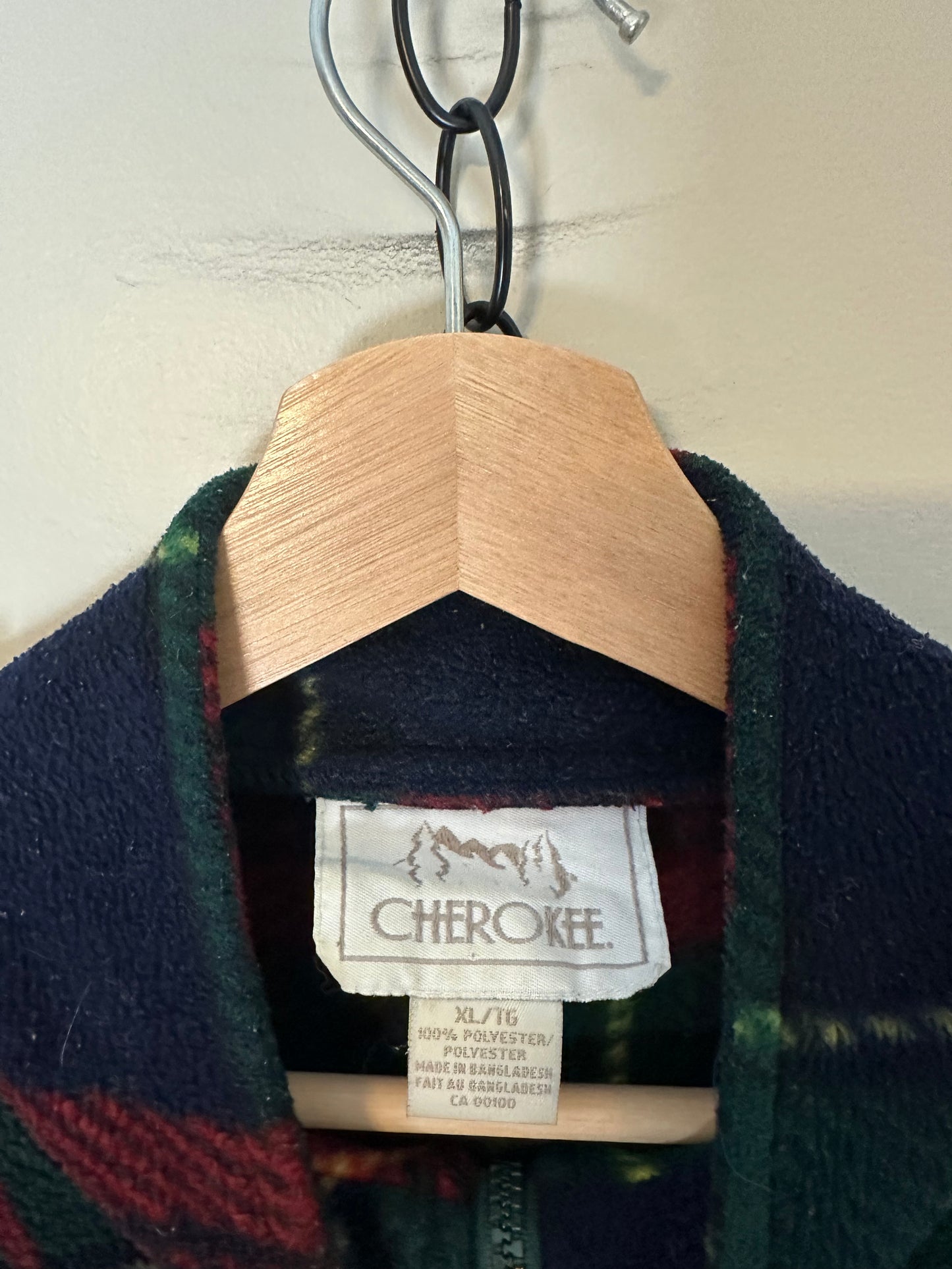 90s Cherokee Plaid 1/4 Zip-up Fleece - XL