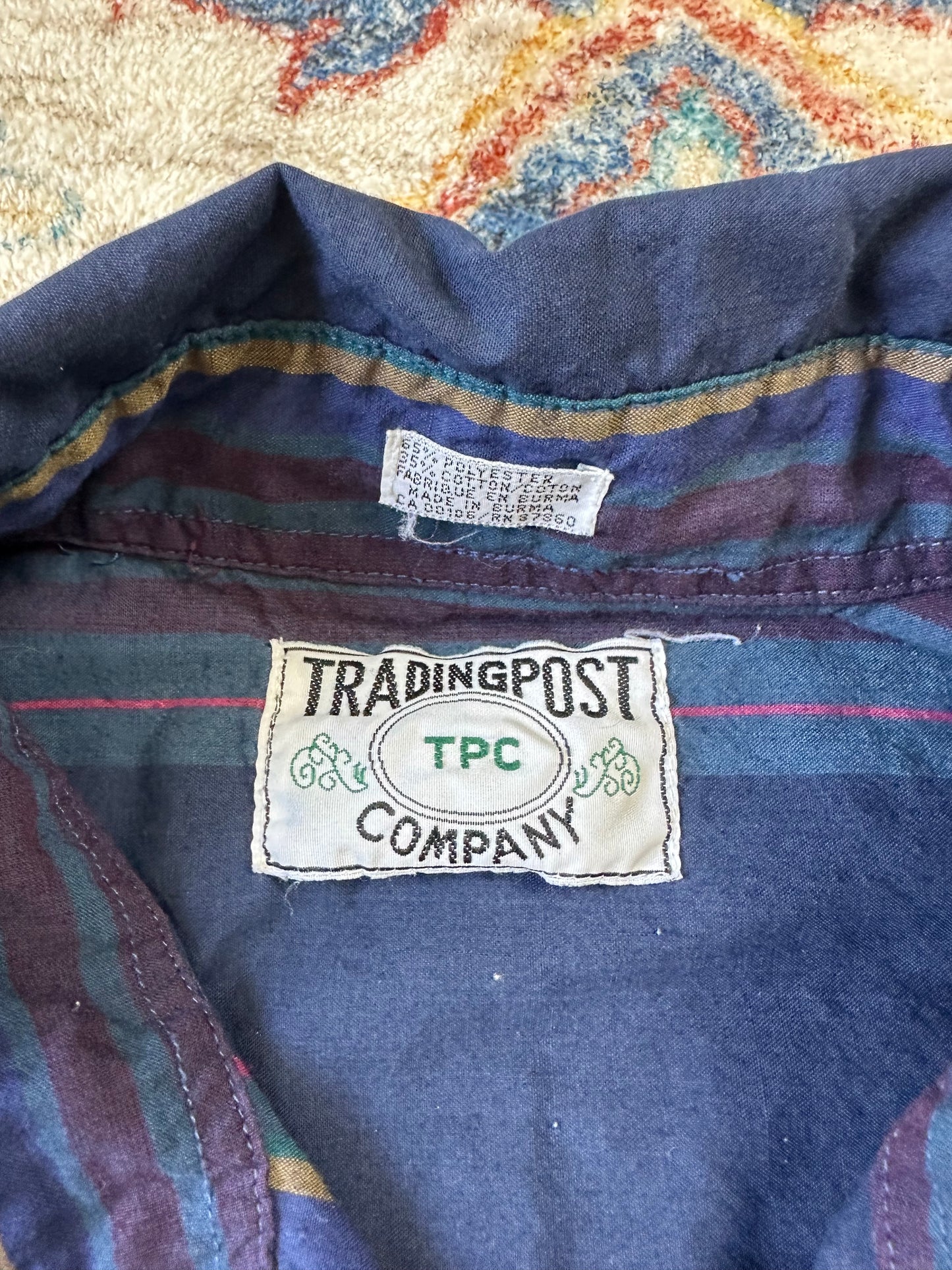 90s Trading Post Company Striped Western Button-up Shirt - XXL