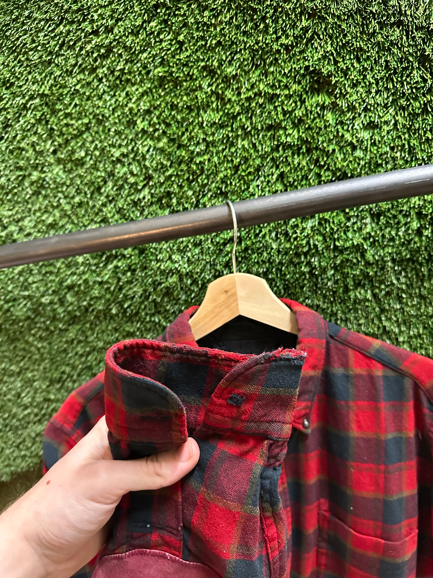 70s Red Plaid Flannel - L