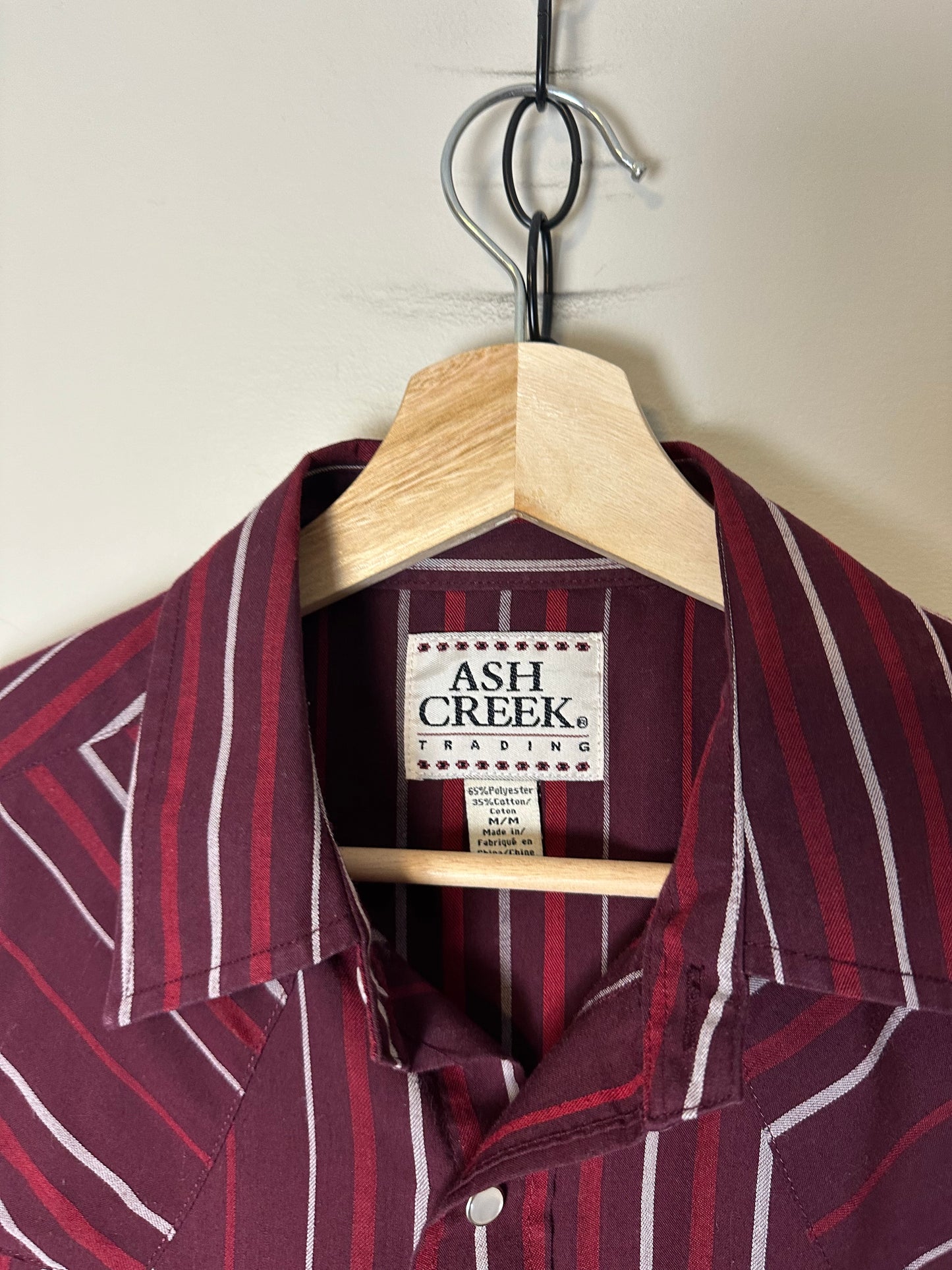90s Ash Creek Trading Striped Pearl Snap Shirt - M