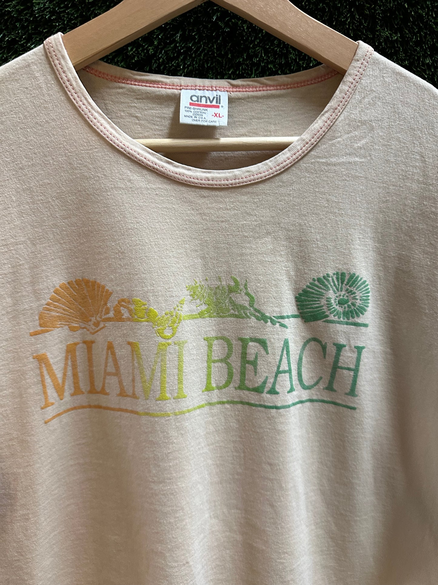 90s Miami Beach Spellout T-shirt - XL