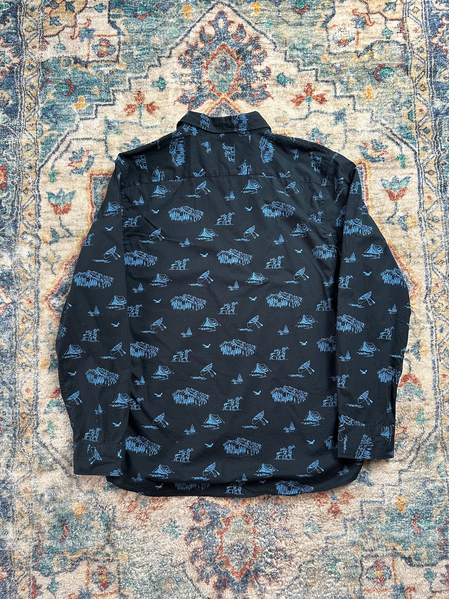 00s Lee Camping All Over Print Button-up Shirt - XL