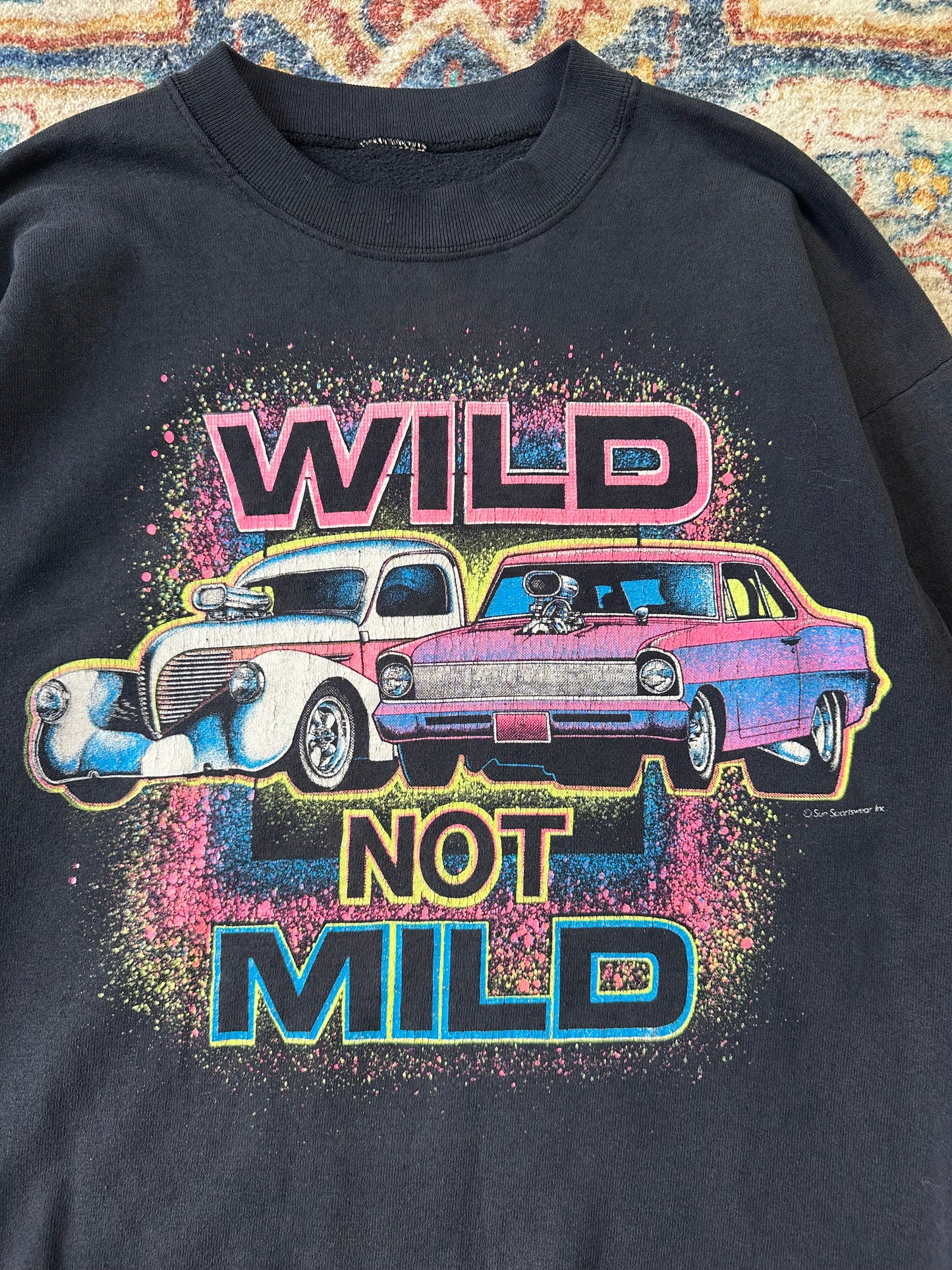 90s Wild Not Mild Classic Cars Crewneck - L