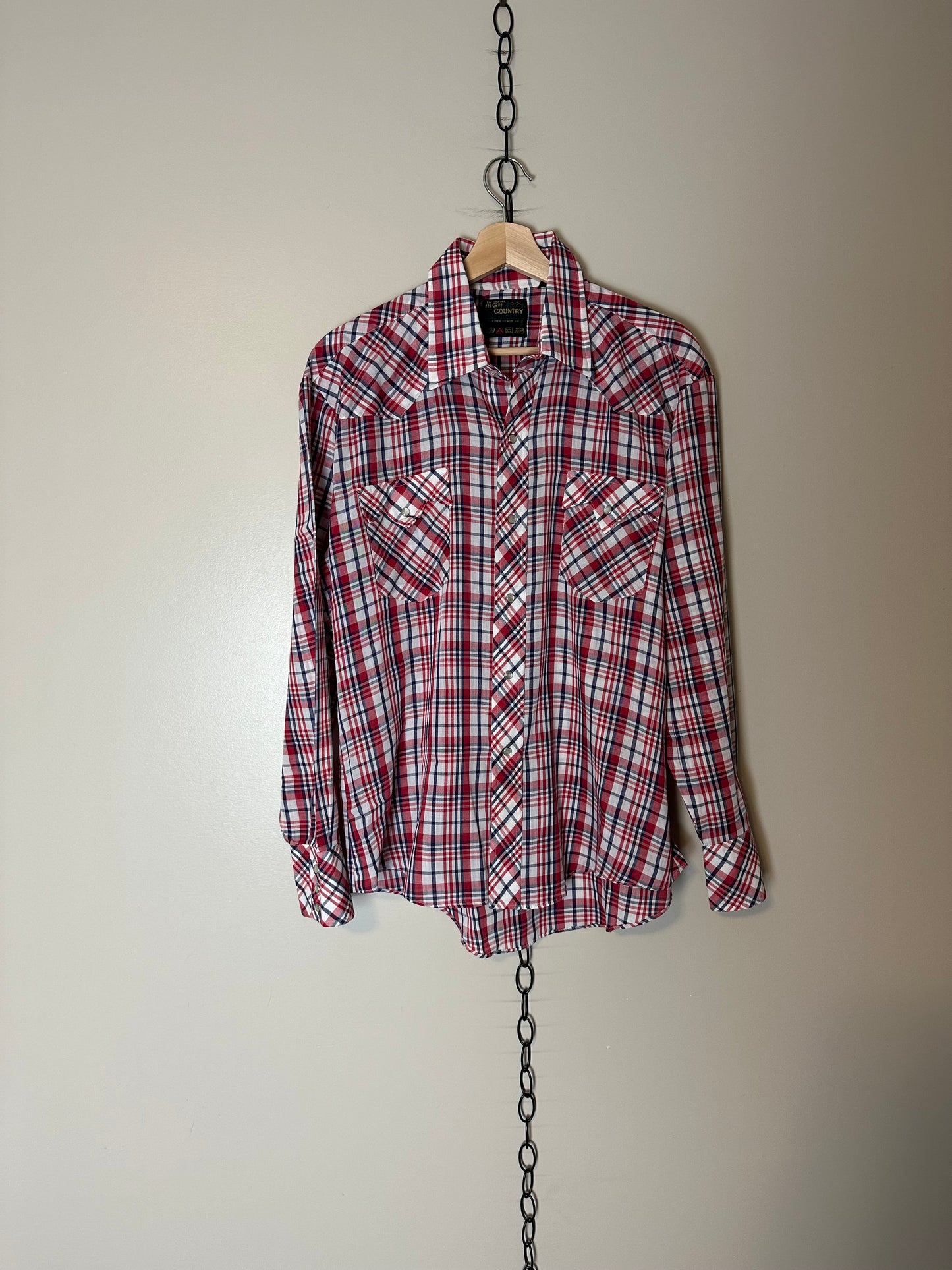 80s High Country Pearl Snap Plaid Shirt - XL