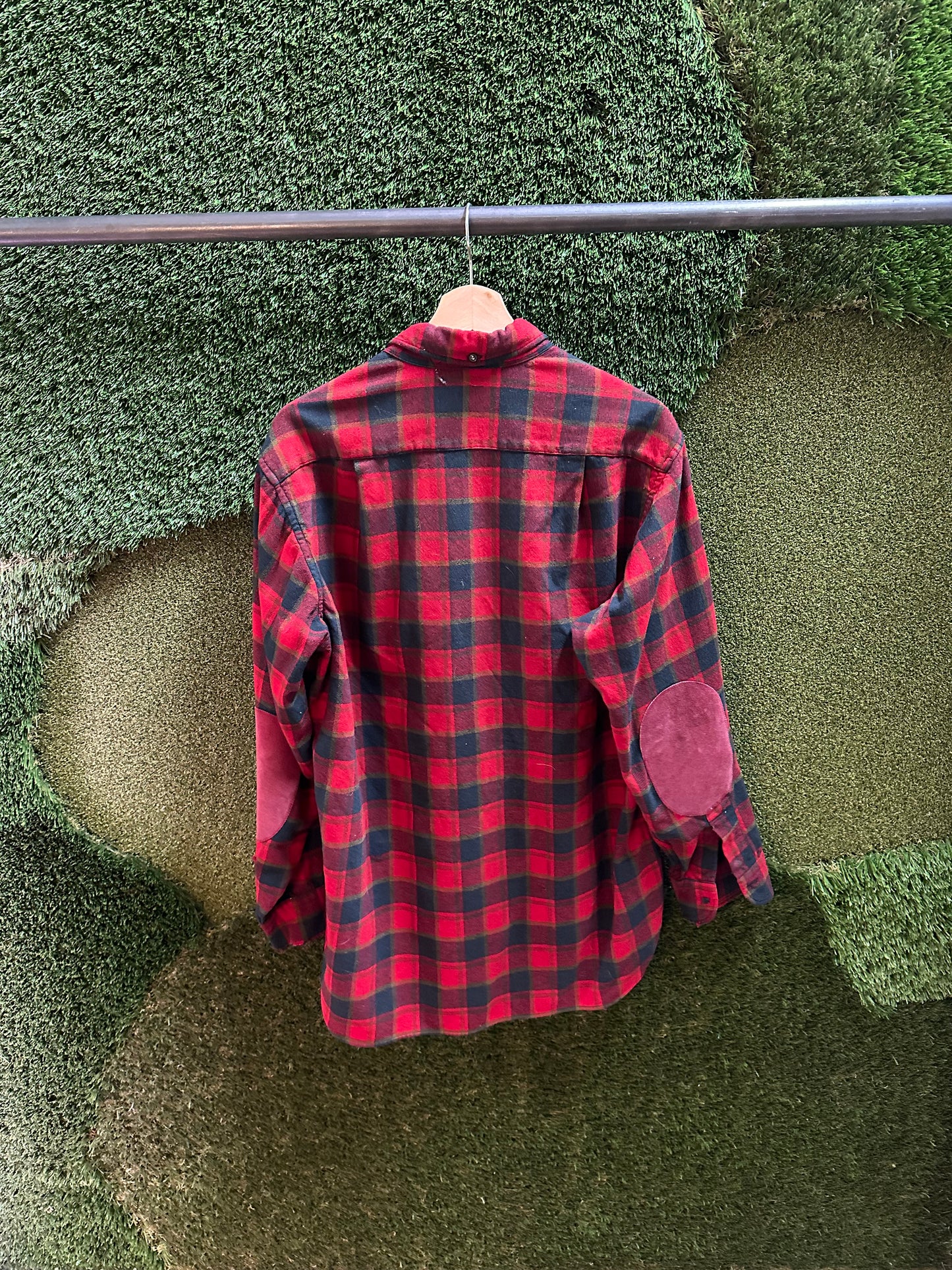 70s Red Plaid Flannel - L