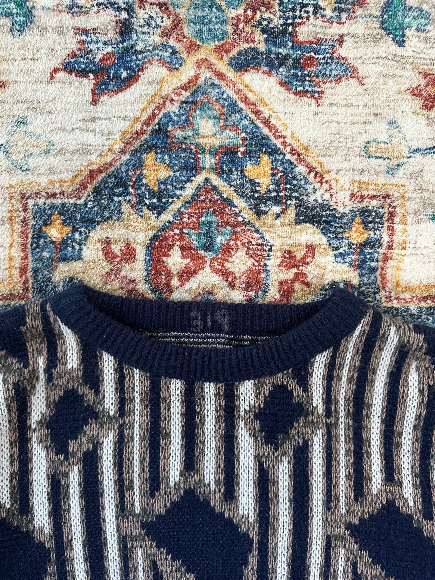 90s Striped Abstract Sweater - L