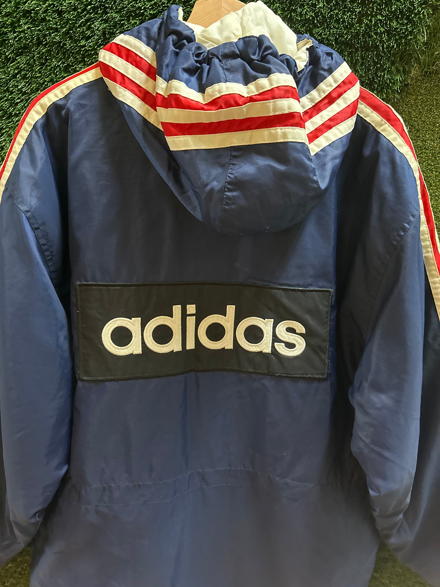 90s Adidas Spellout Long Jacket - S