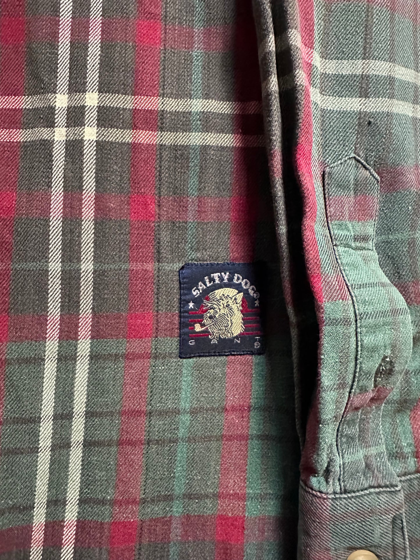 90s Gant Salty Dog Green Red Plaid Button-up Shirt - XL