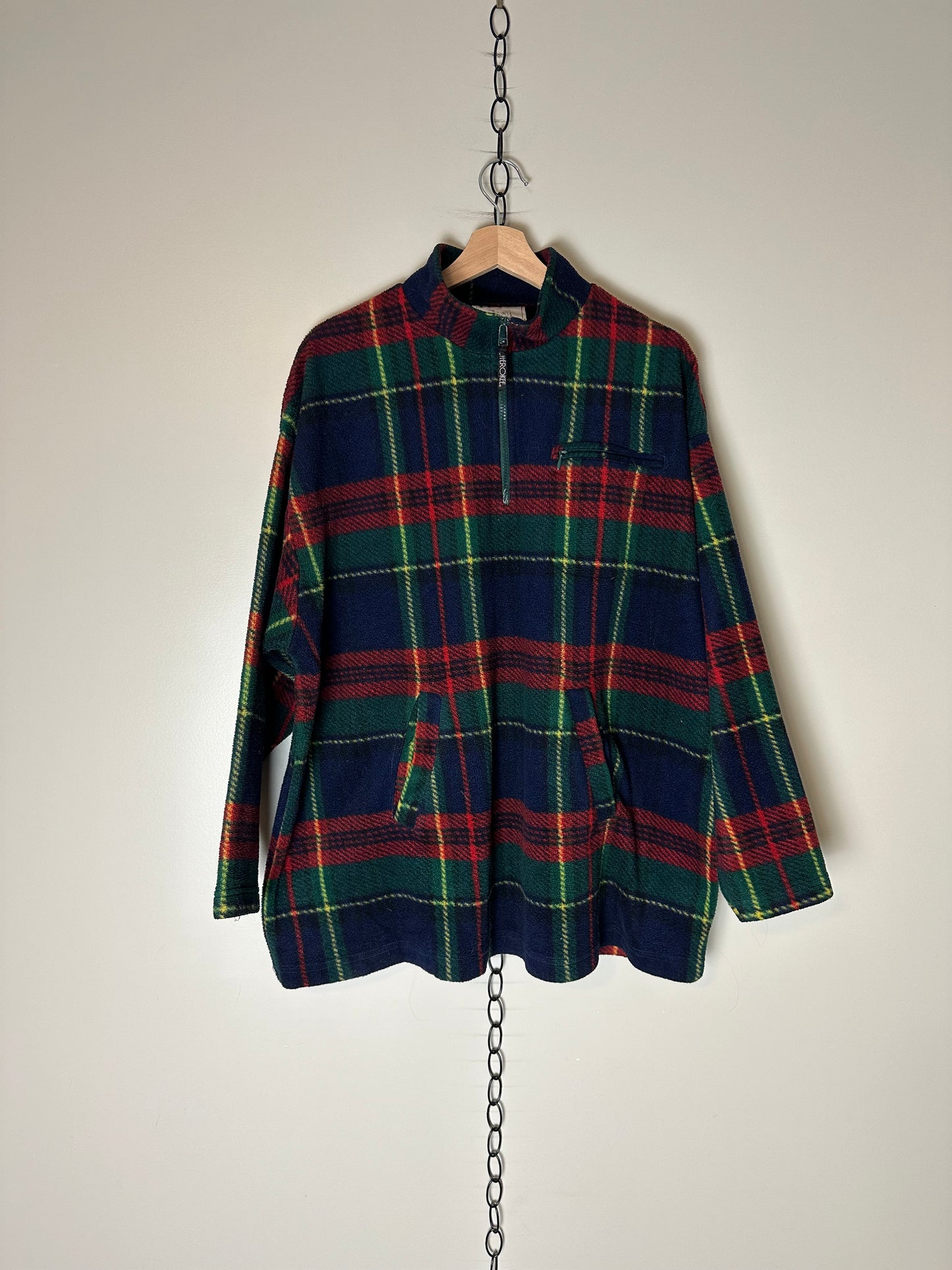 90s Cherokee Plaid 1/4 Zip-up Fleece - XL