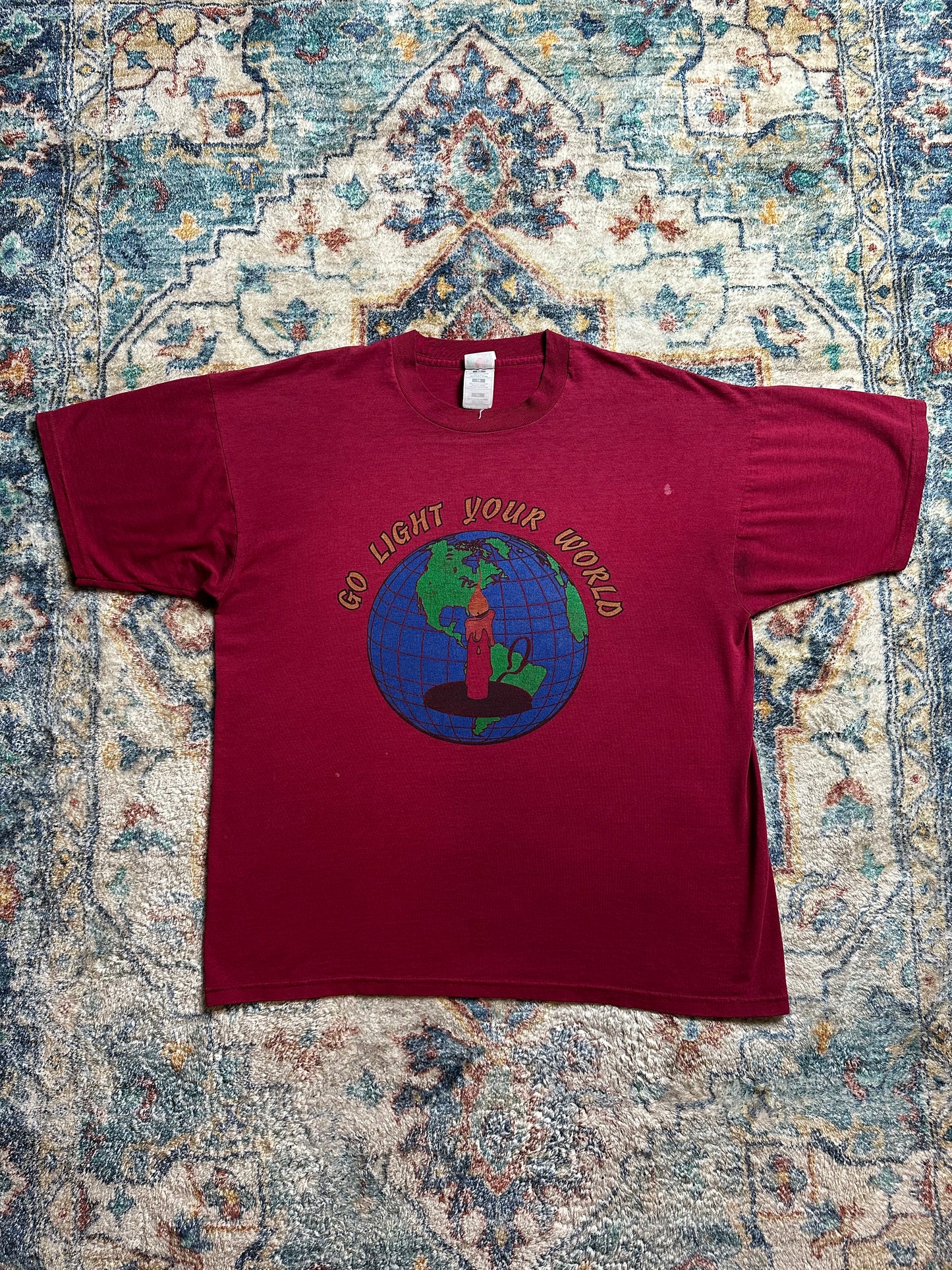 90s Go Light Your World Earth Candle T-shirt - XL