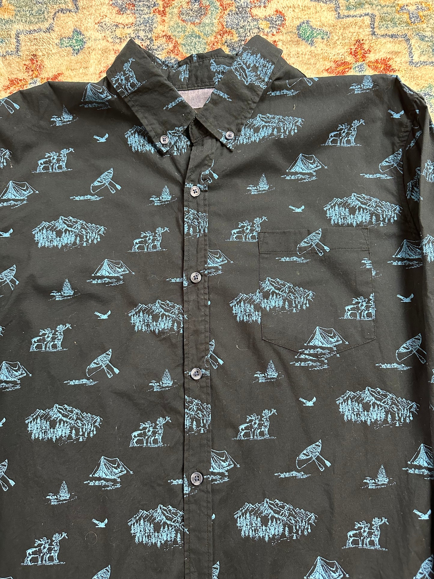 00s Lee Camping All Over Print Button-up Shirt - XL