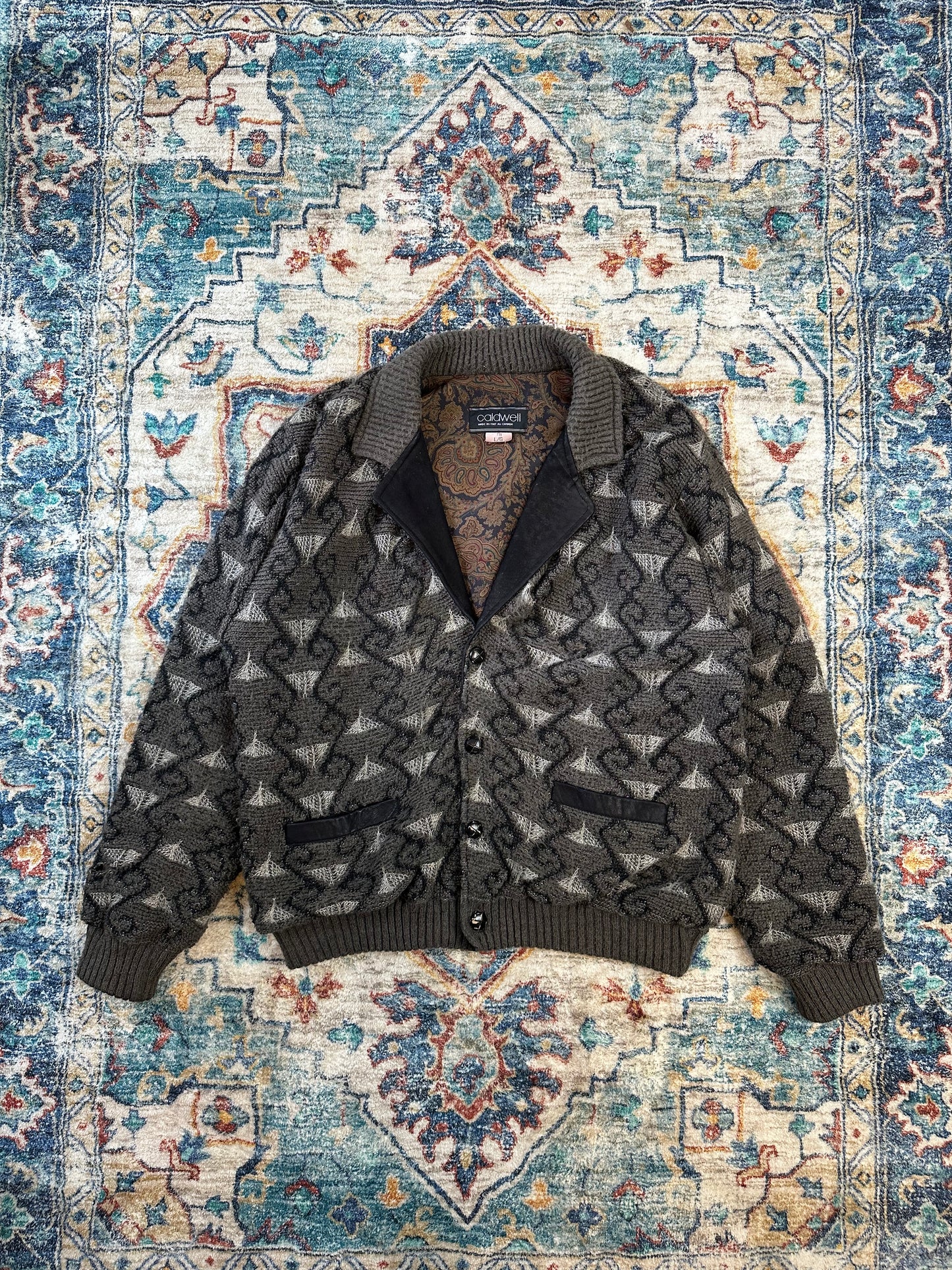 90s Caldwell Abstract Sweater Blazer - L