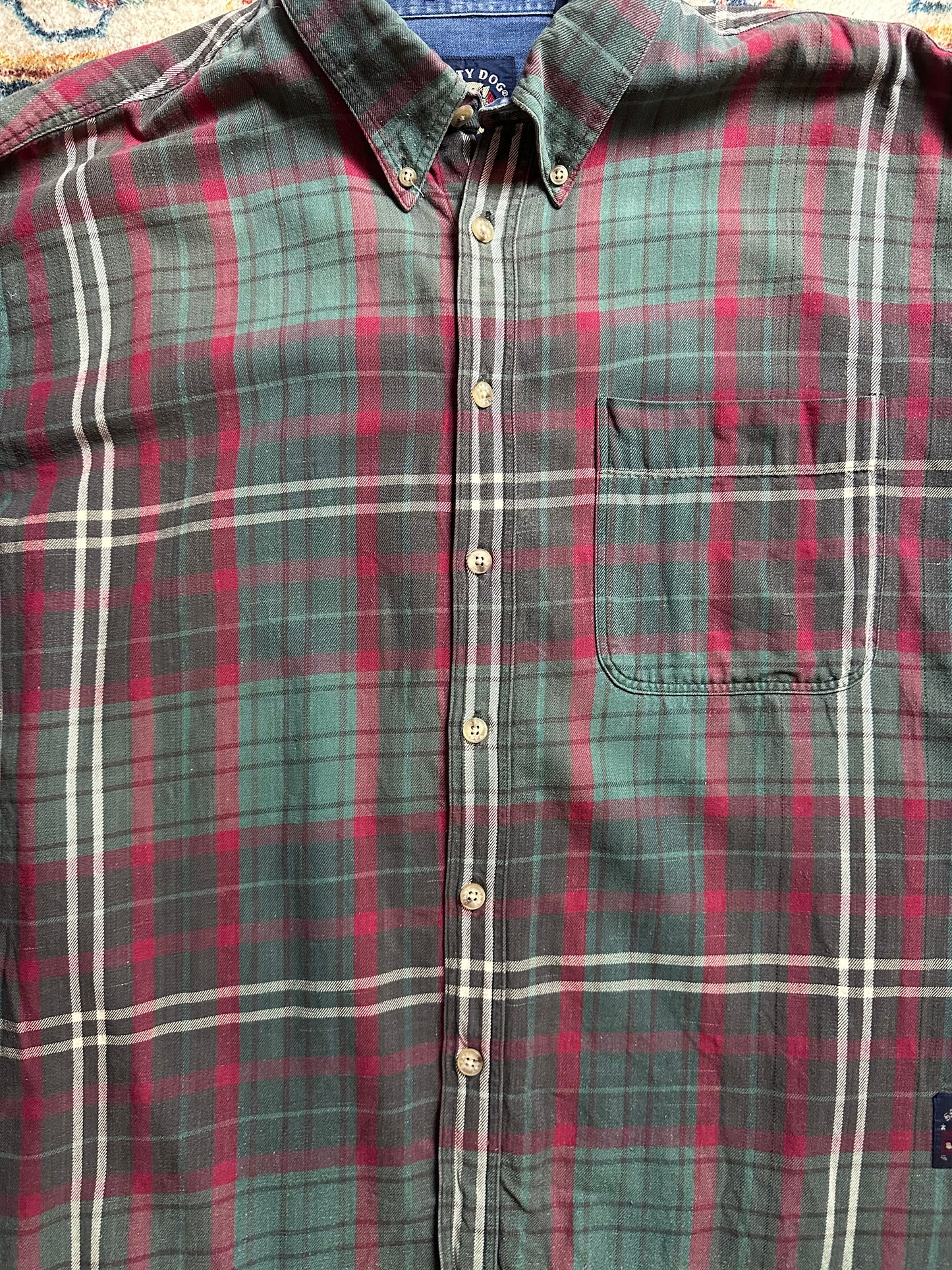 90s Gant Salty Dog Green Red Plaid Button-up Shirt - XL