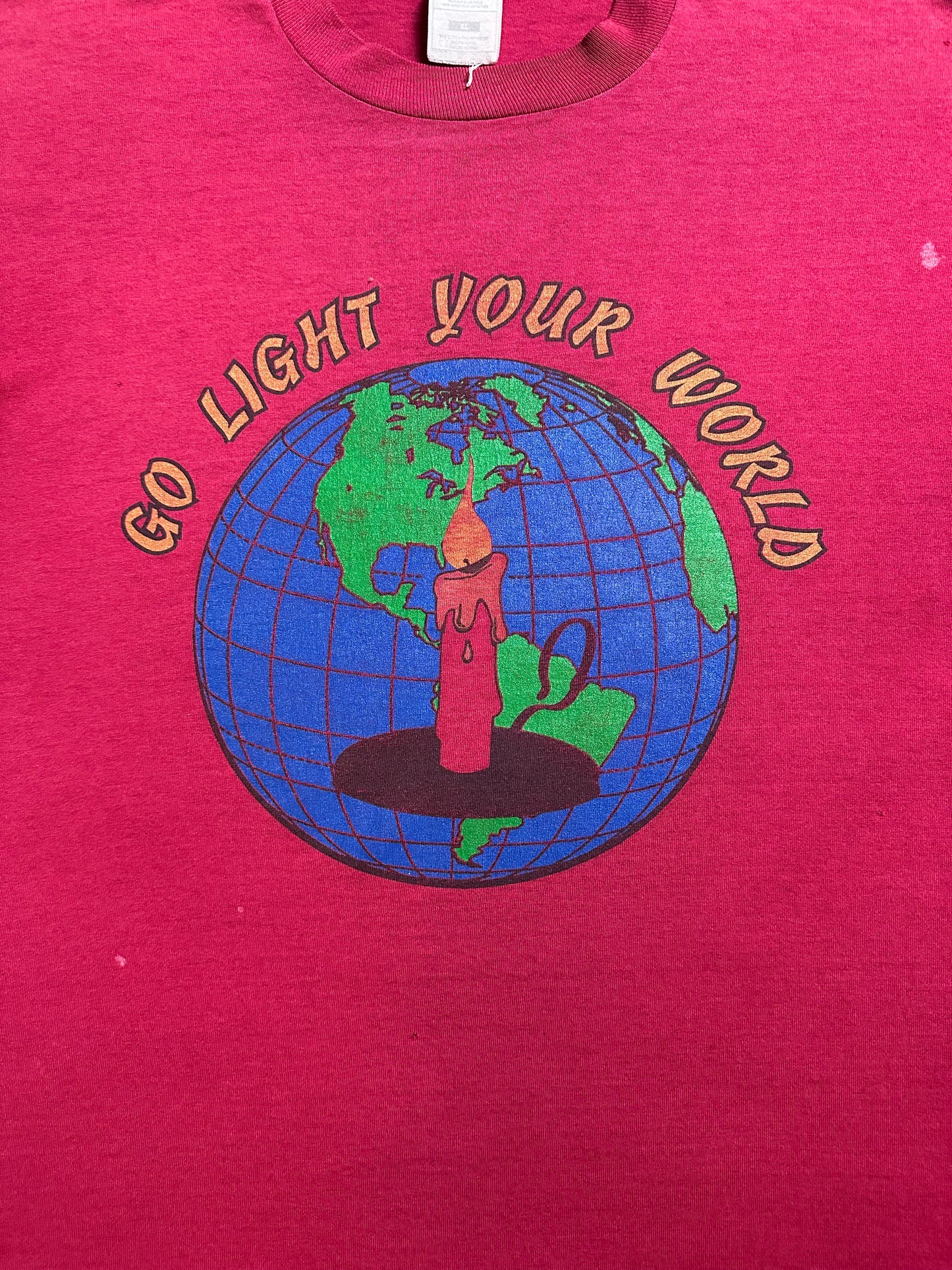 90s Go Light Your World Earth Candle T-shirt - XL