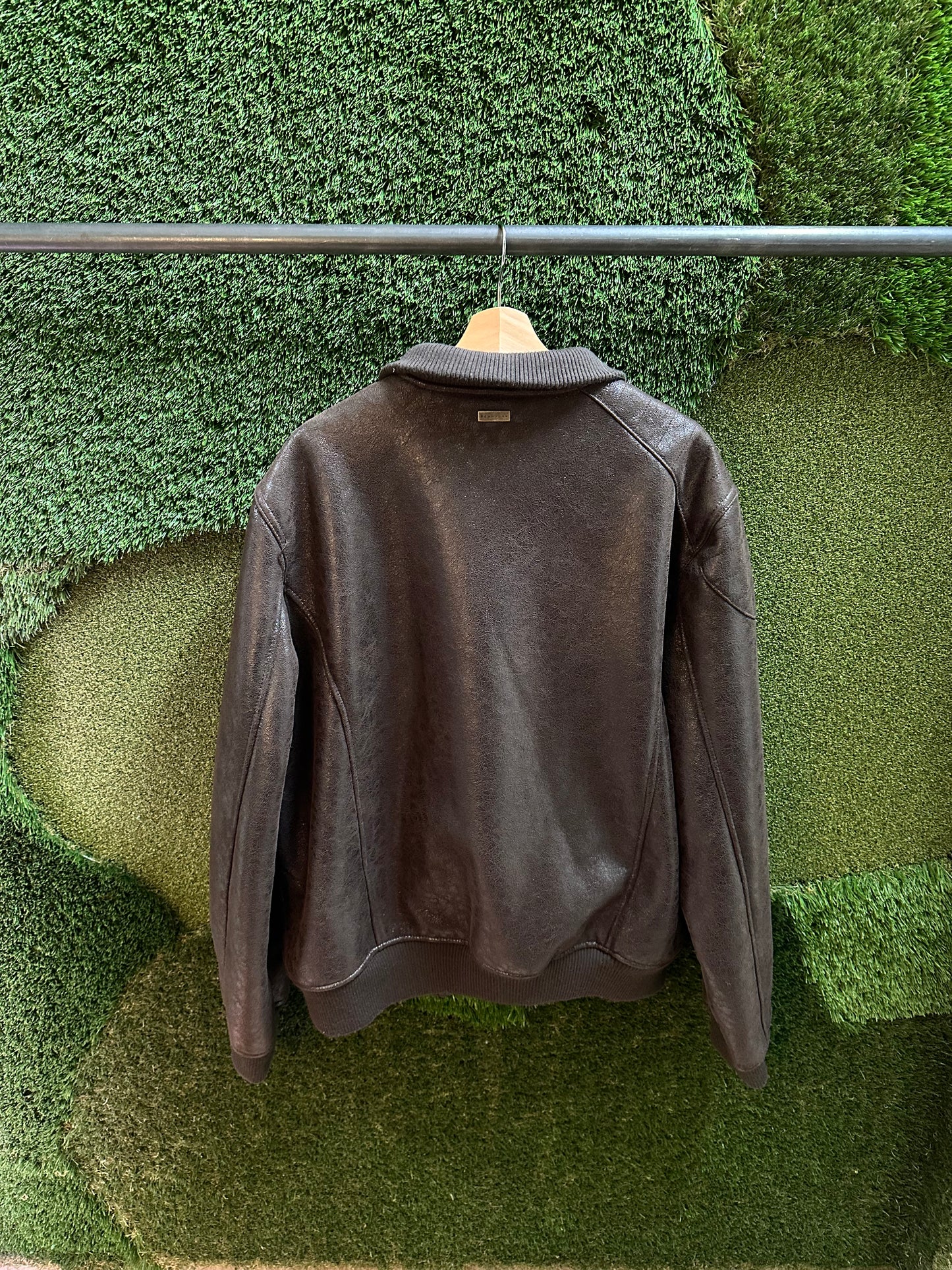 00s Sean John Fur Line Brown Leather Jacket - XXL