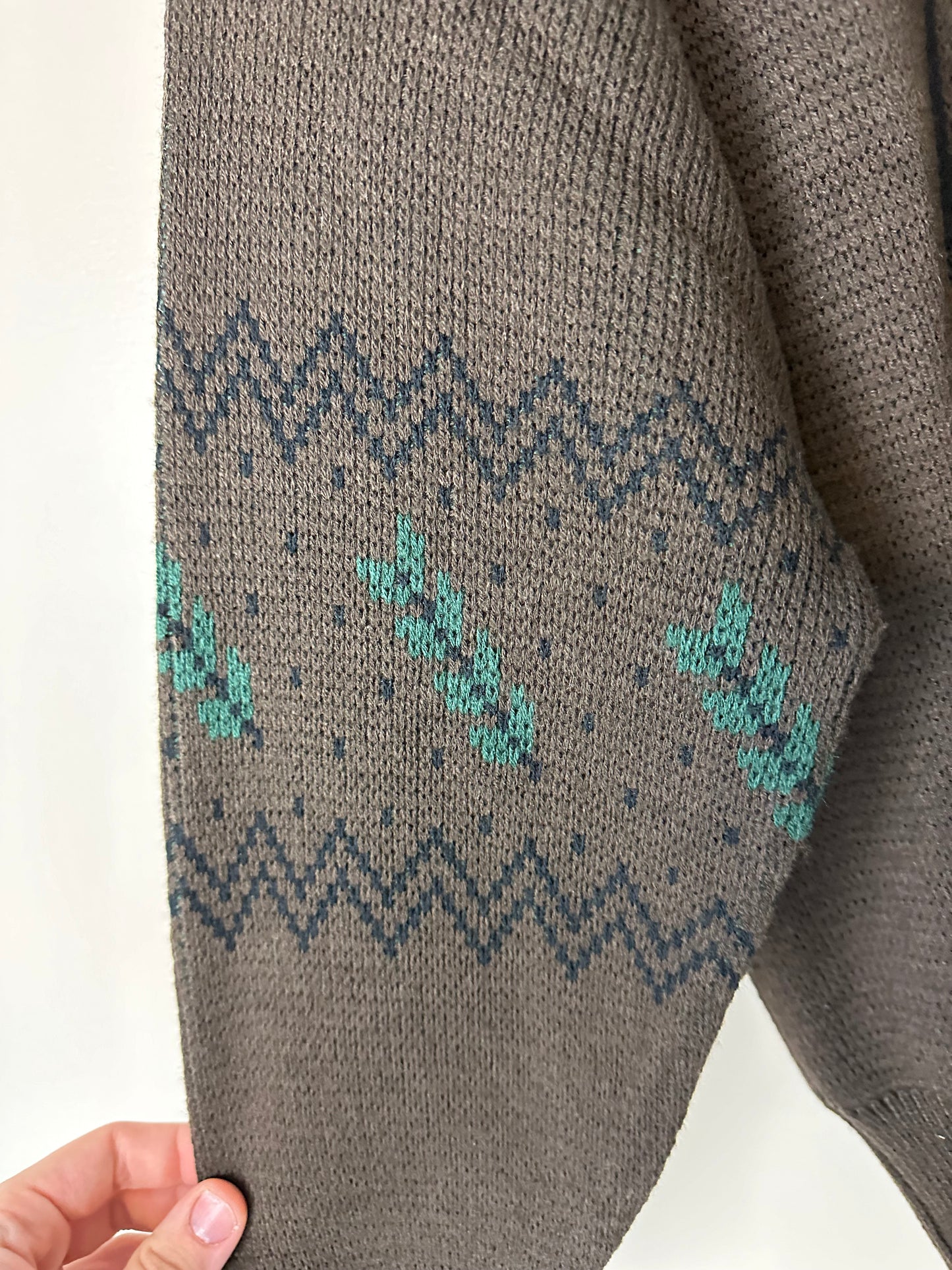 Vintage Brown Patterned Pullover Sweater - M