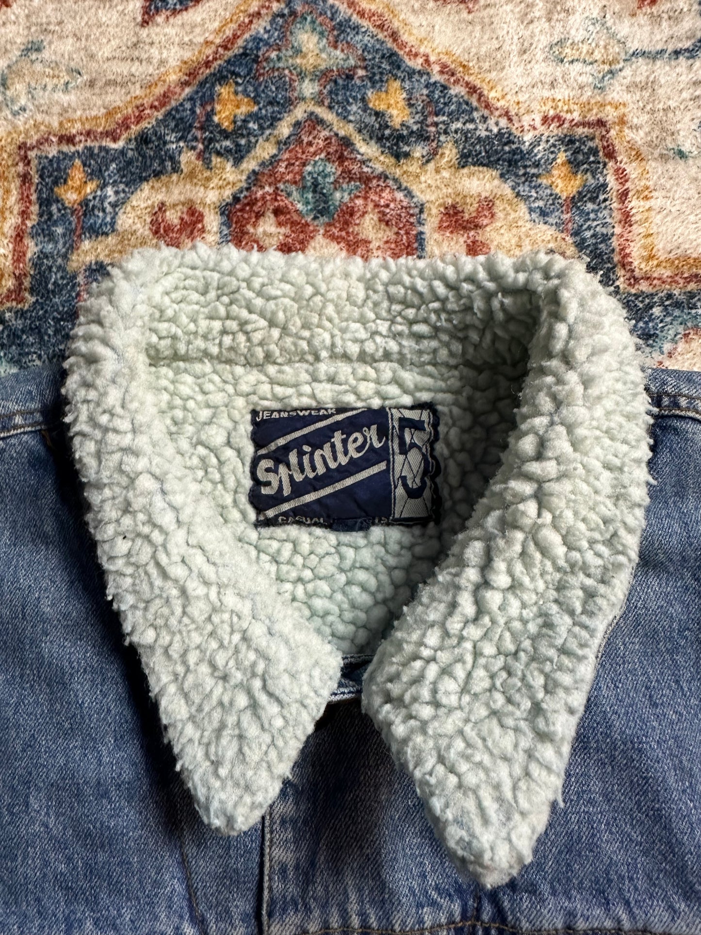 90s Sherpa Lined Denim Vest - XL