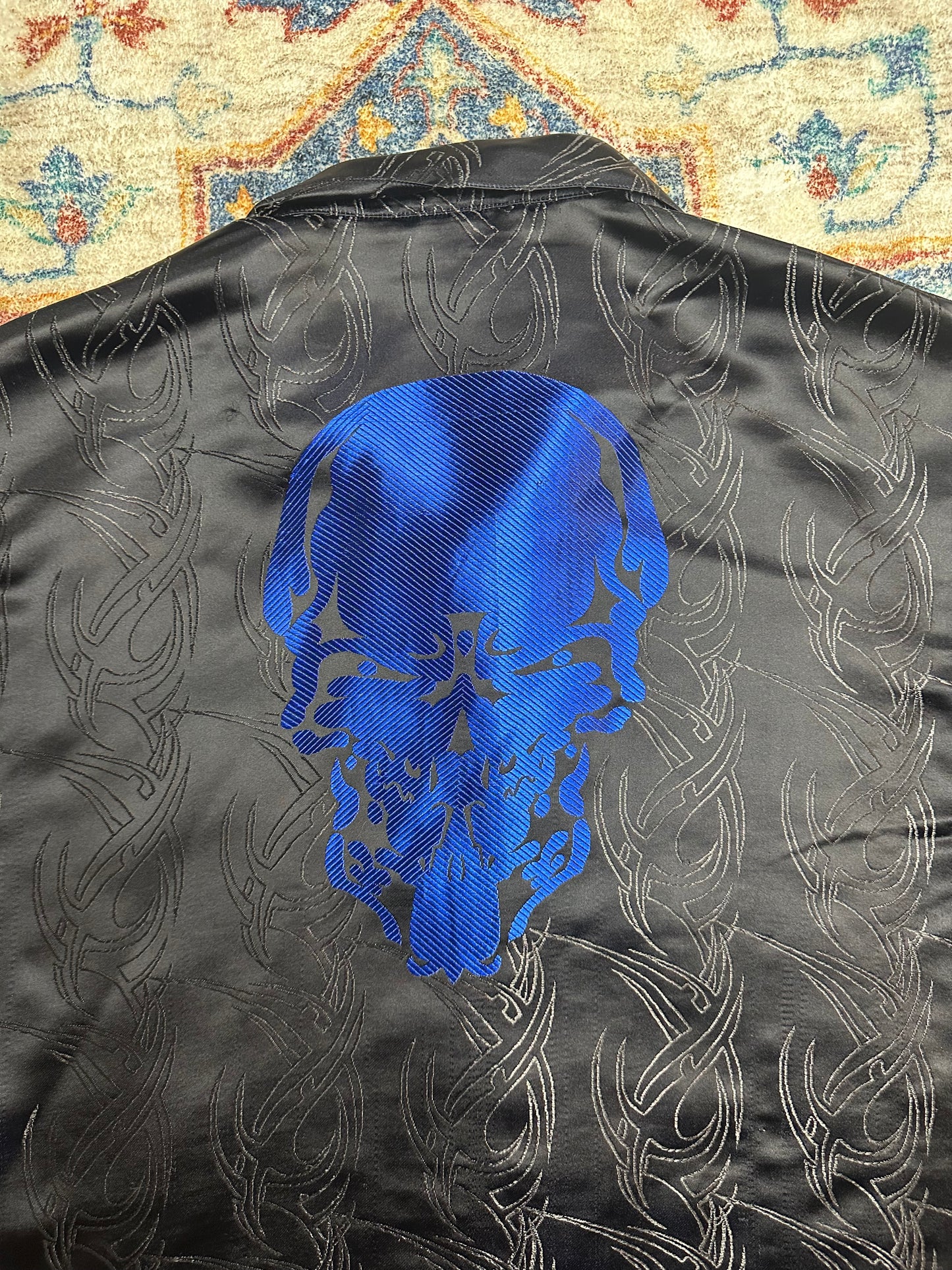 00s Snake Eyes Skull All Over Print Button-up Shirt - XL