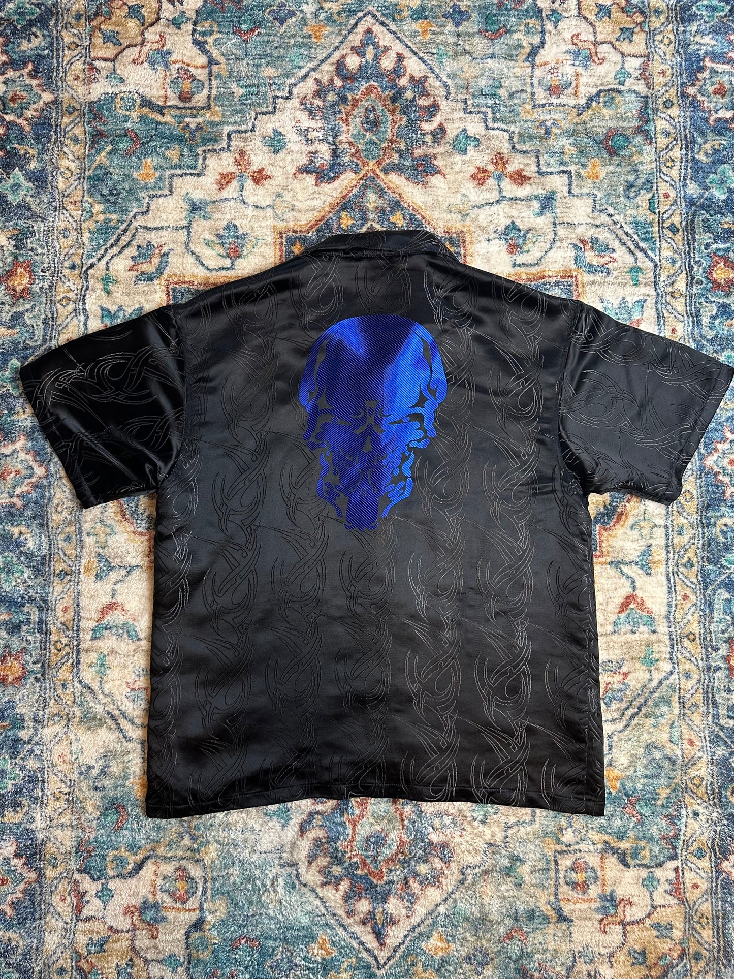 00s Snake Eyes Skull All Over Print Button-up Shirt - XL